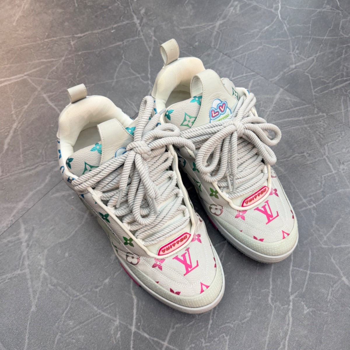 Louis Vuitton LV Skate Sneaker Gray Gradient Monogram Size 9.5 (Lightly Worn Pre-Owned)