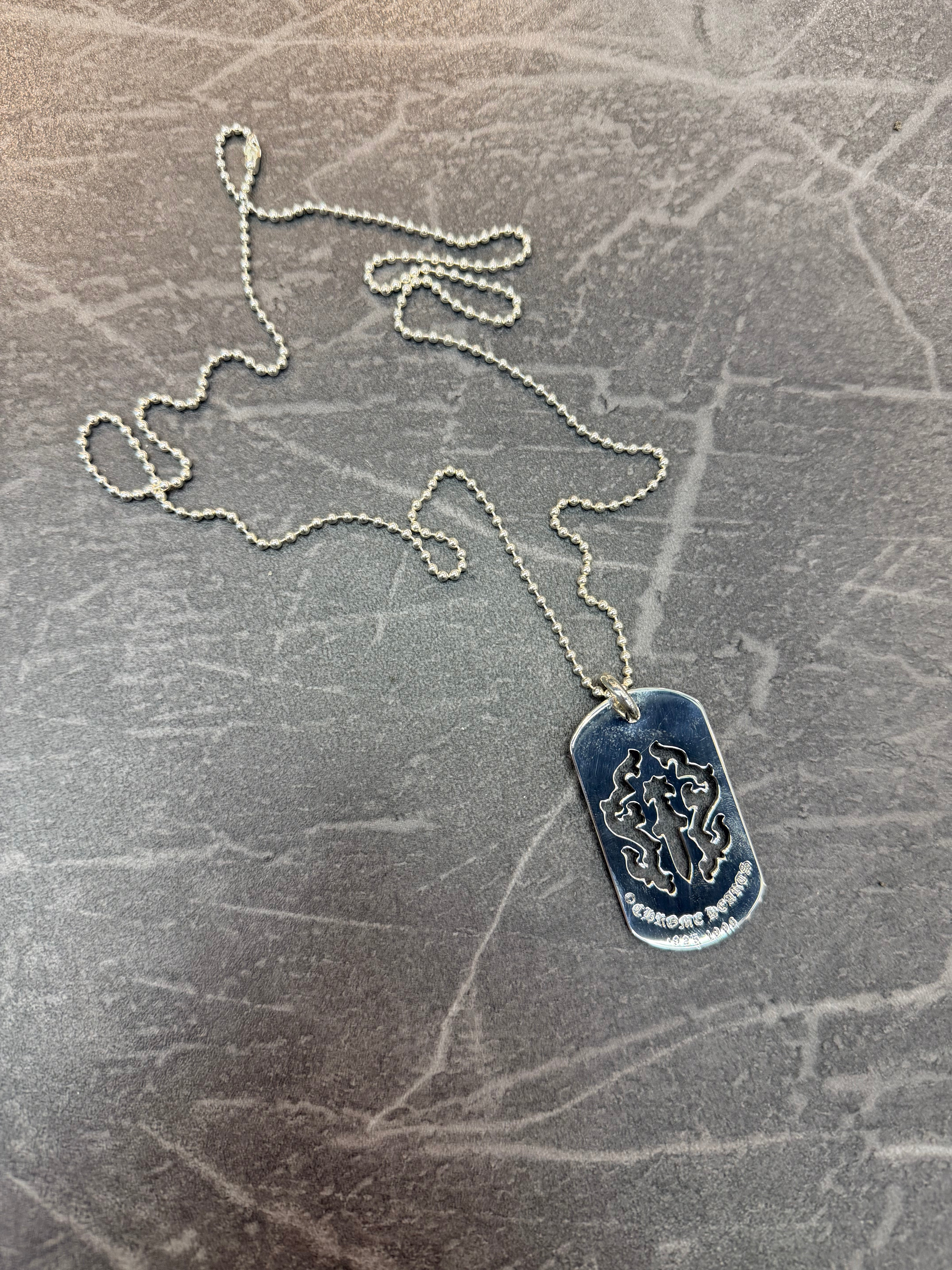 Chrome Hearts Dagger Dog Tag + Ball Chain 30"