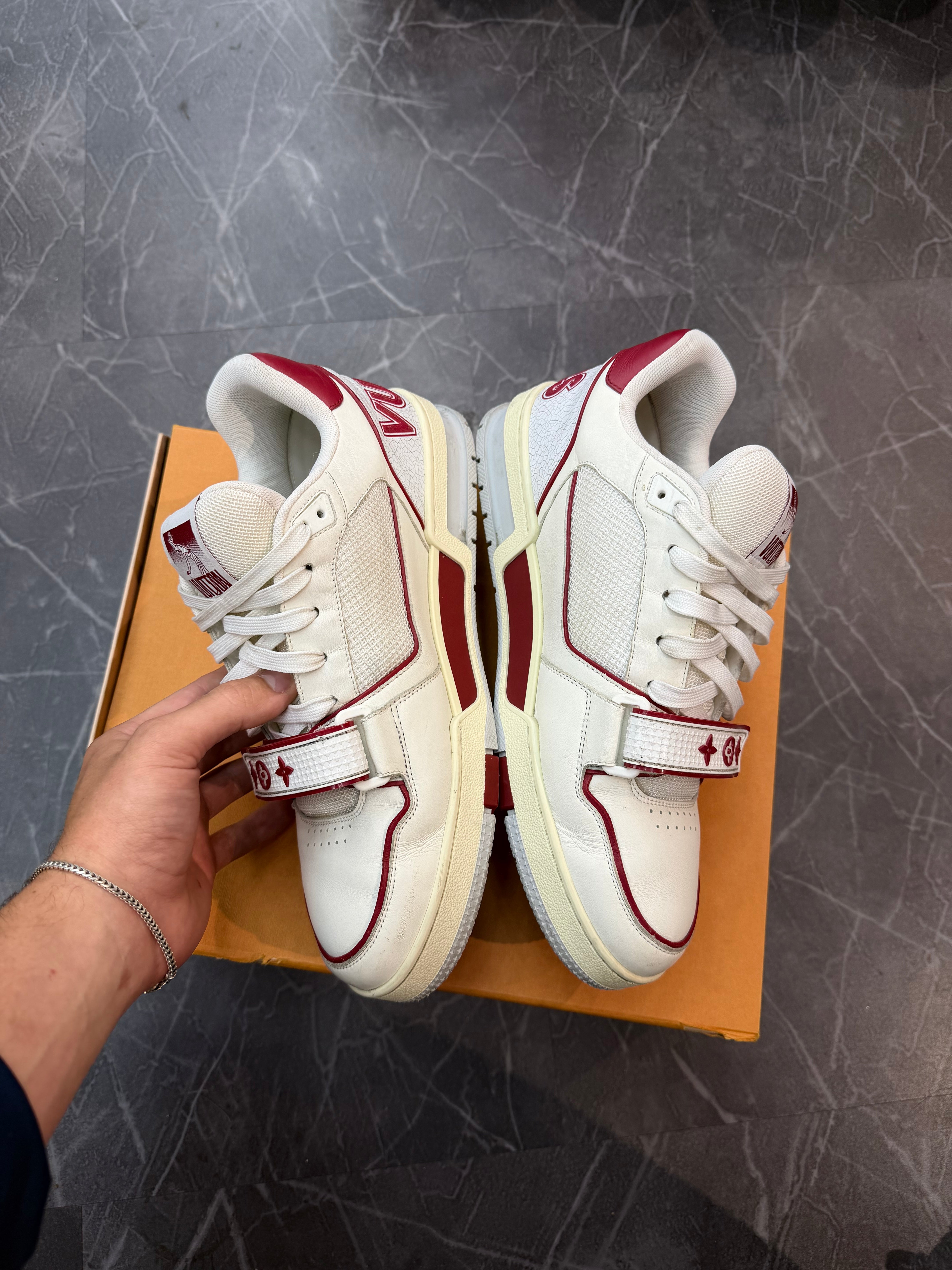 Louis Vuitton Strap Trainer White Red