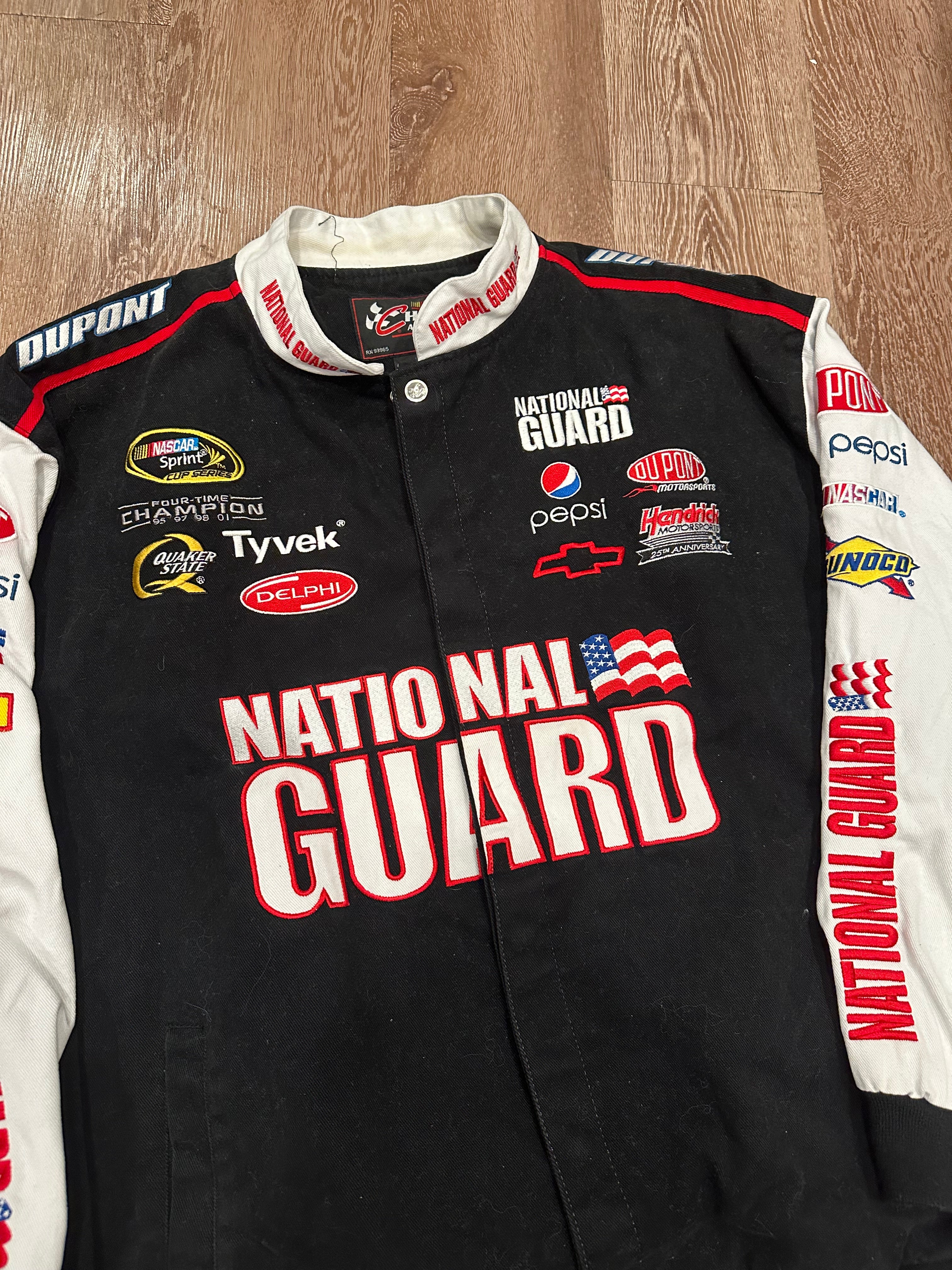 Vintage NASCAR Jeff Gordon #24 DuPont National Guard Jacket. (XL)