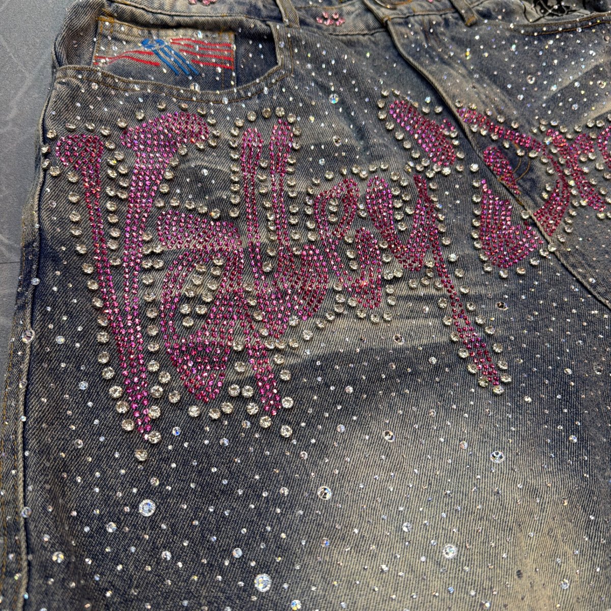 Vale Forever Iced Out Jorts 'Mid Blue' (Size 30) (Lightly Worn)