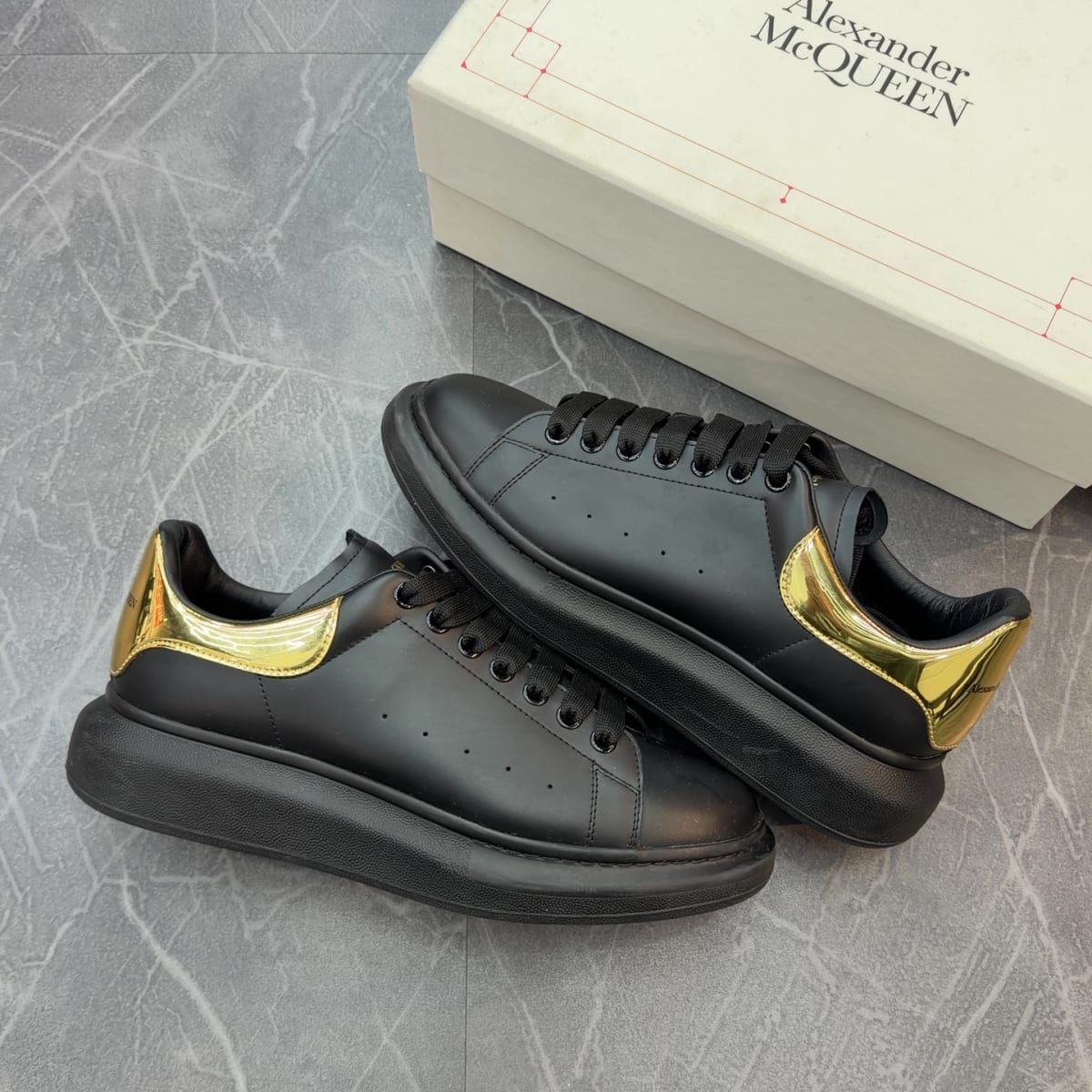 Alexander McQueen Oversized Black Gold Metallic (Size 43.5)