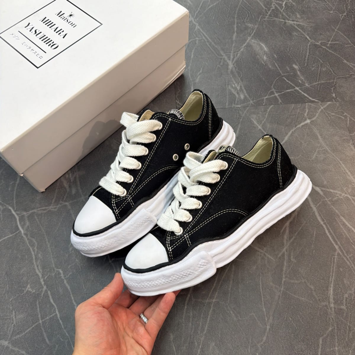 Maison Mihara Yasuhiro Peterson OG Sole Canvas Low Black (Size 41) (Tried On)