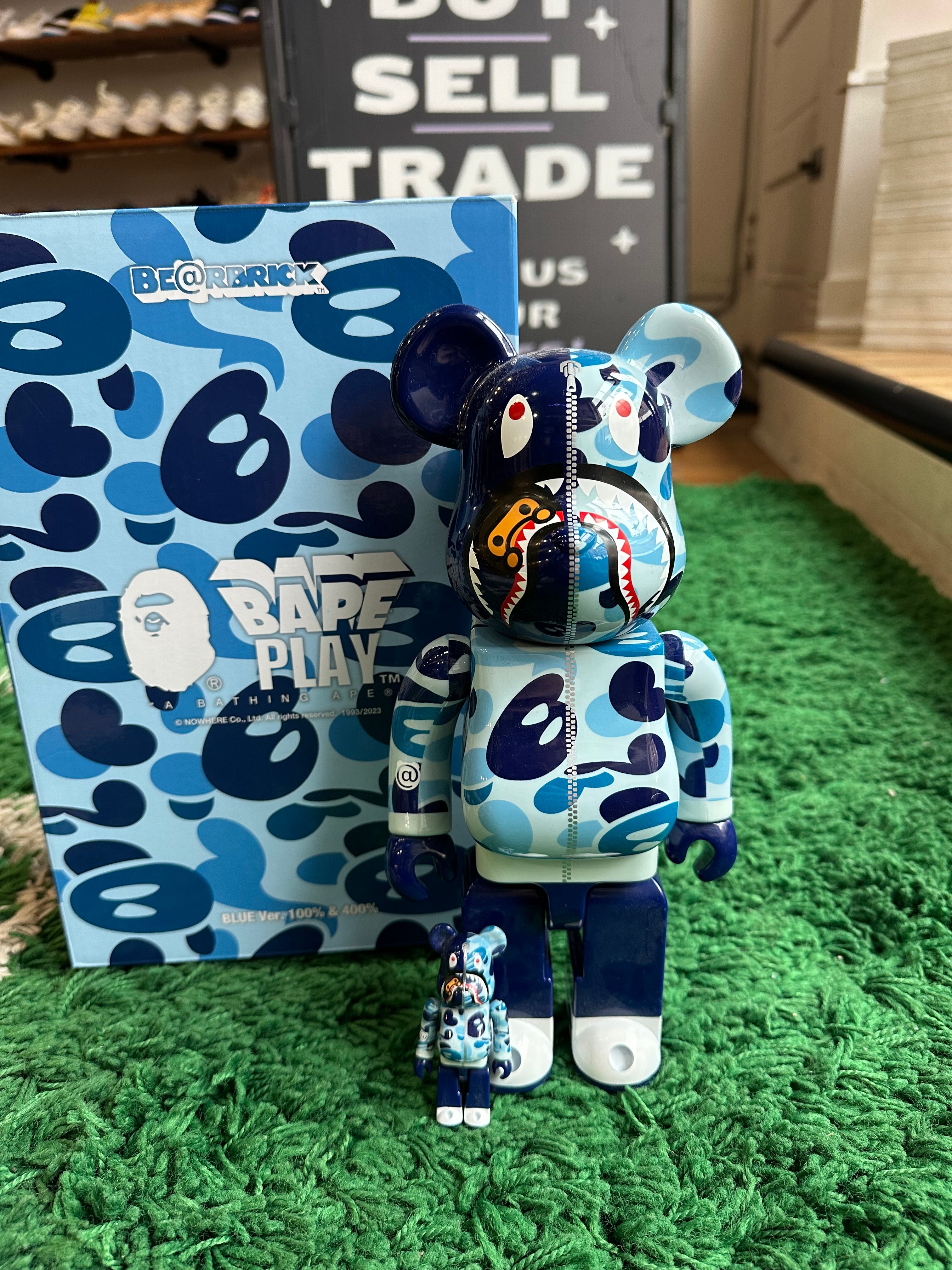 Bape BearBrick Blue Shark Camo
