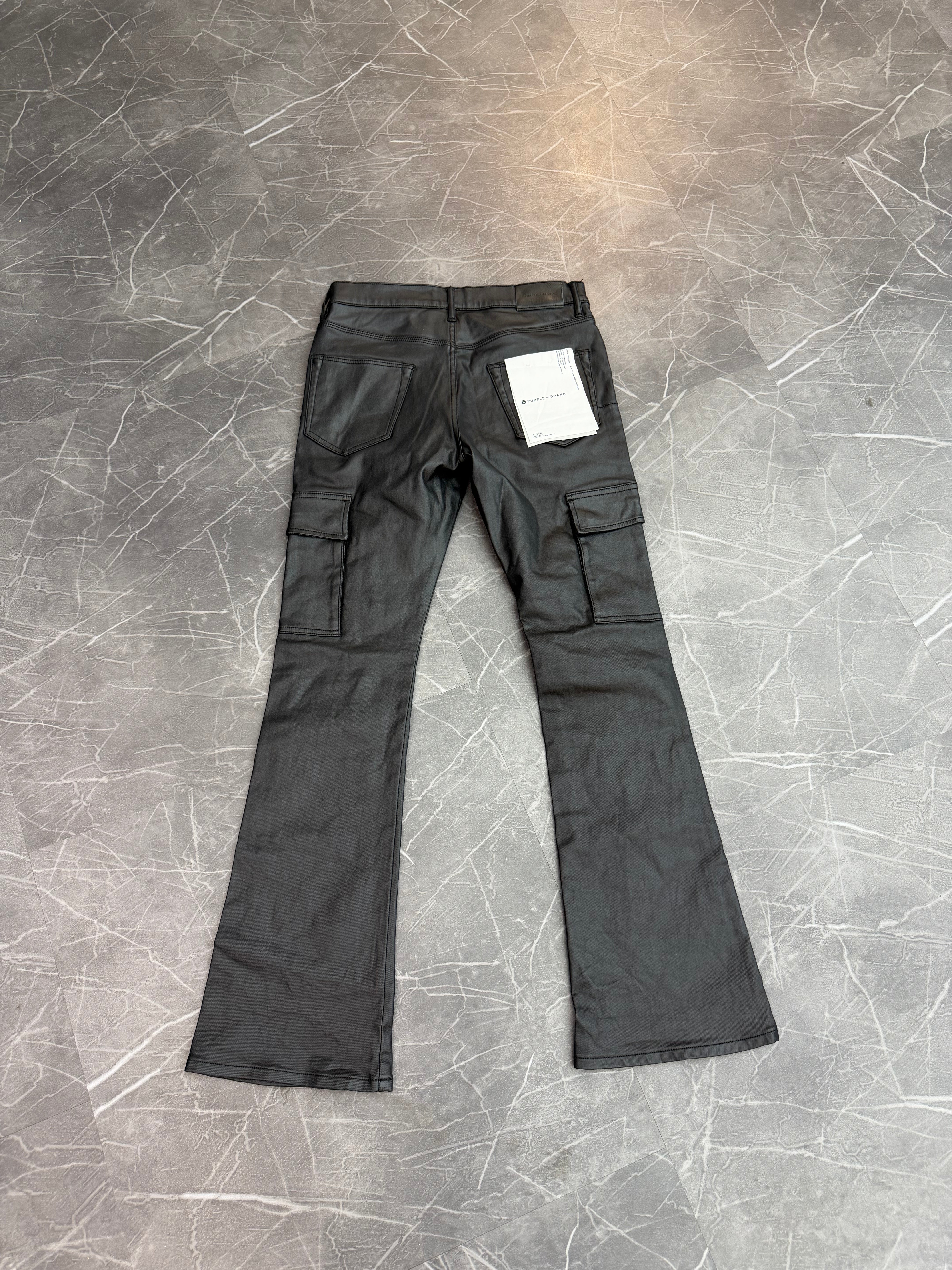 Purple Jeans Leather Flare “Black” (32)