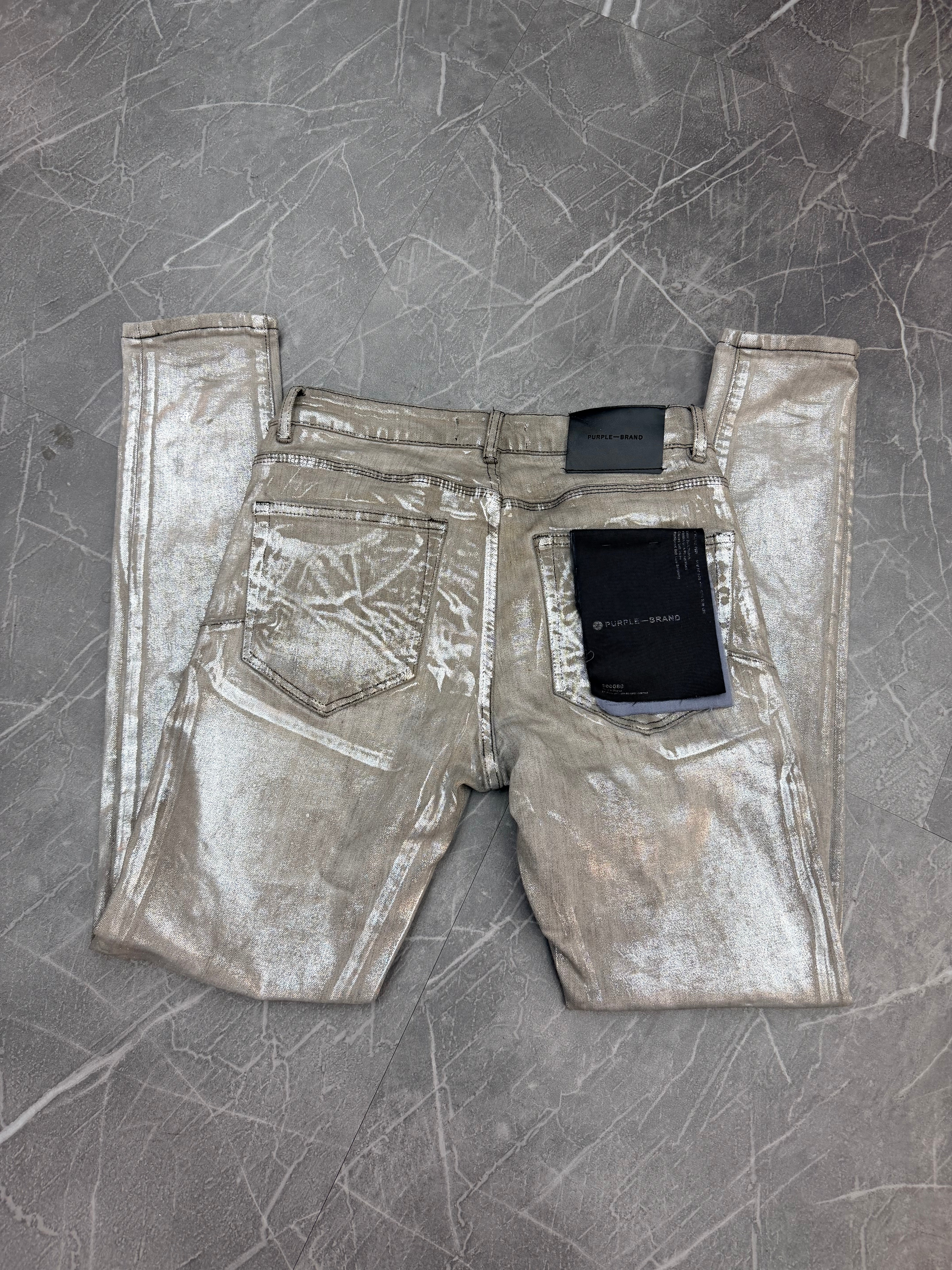 Purple Brand Waxed Jeans “Silver” (29)