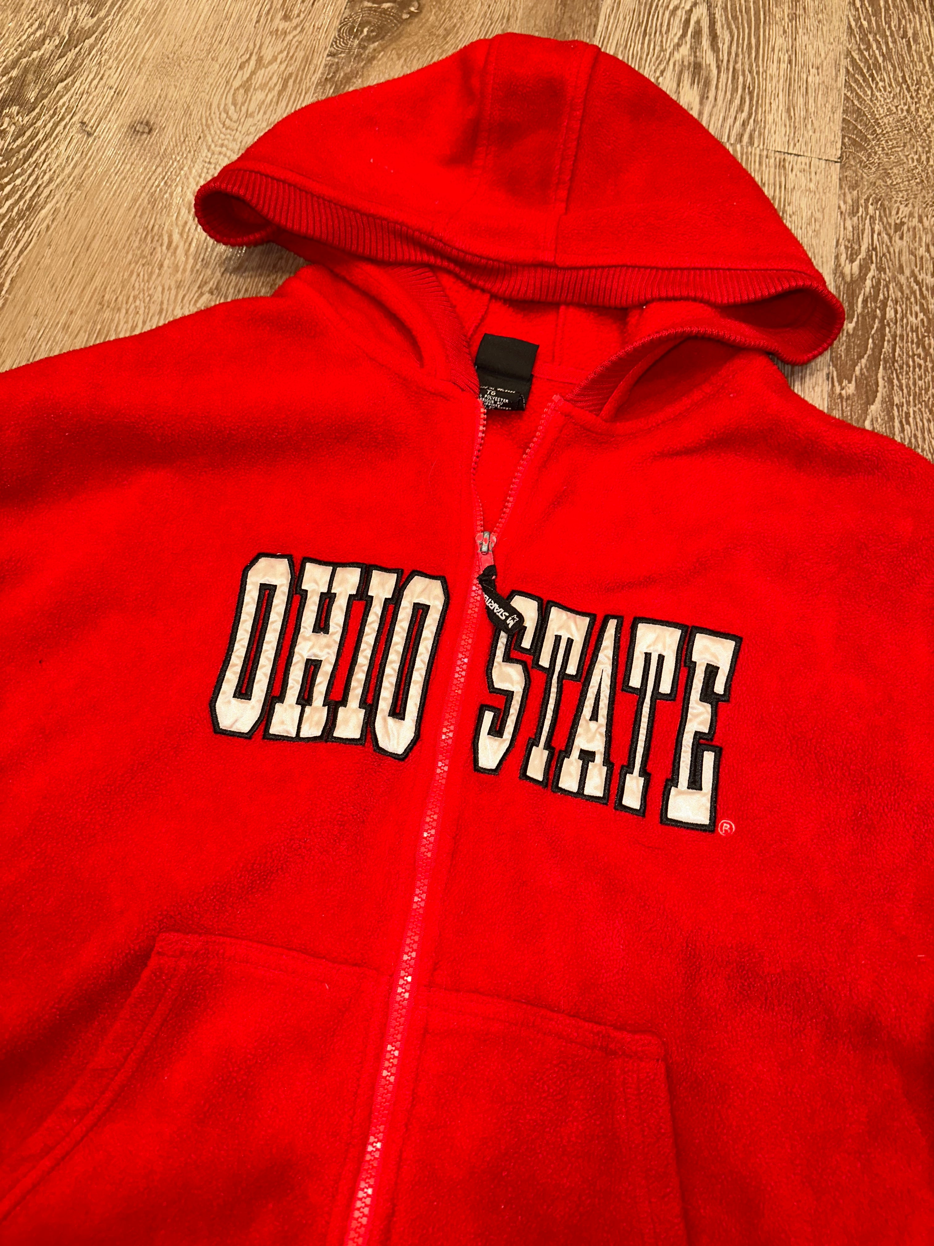 90s Starter Ohio State Zip Up Fleece Hoodie (XL)
