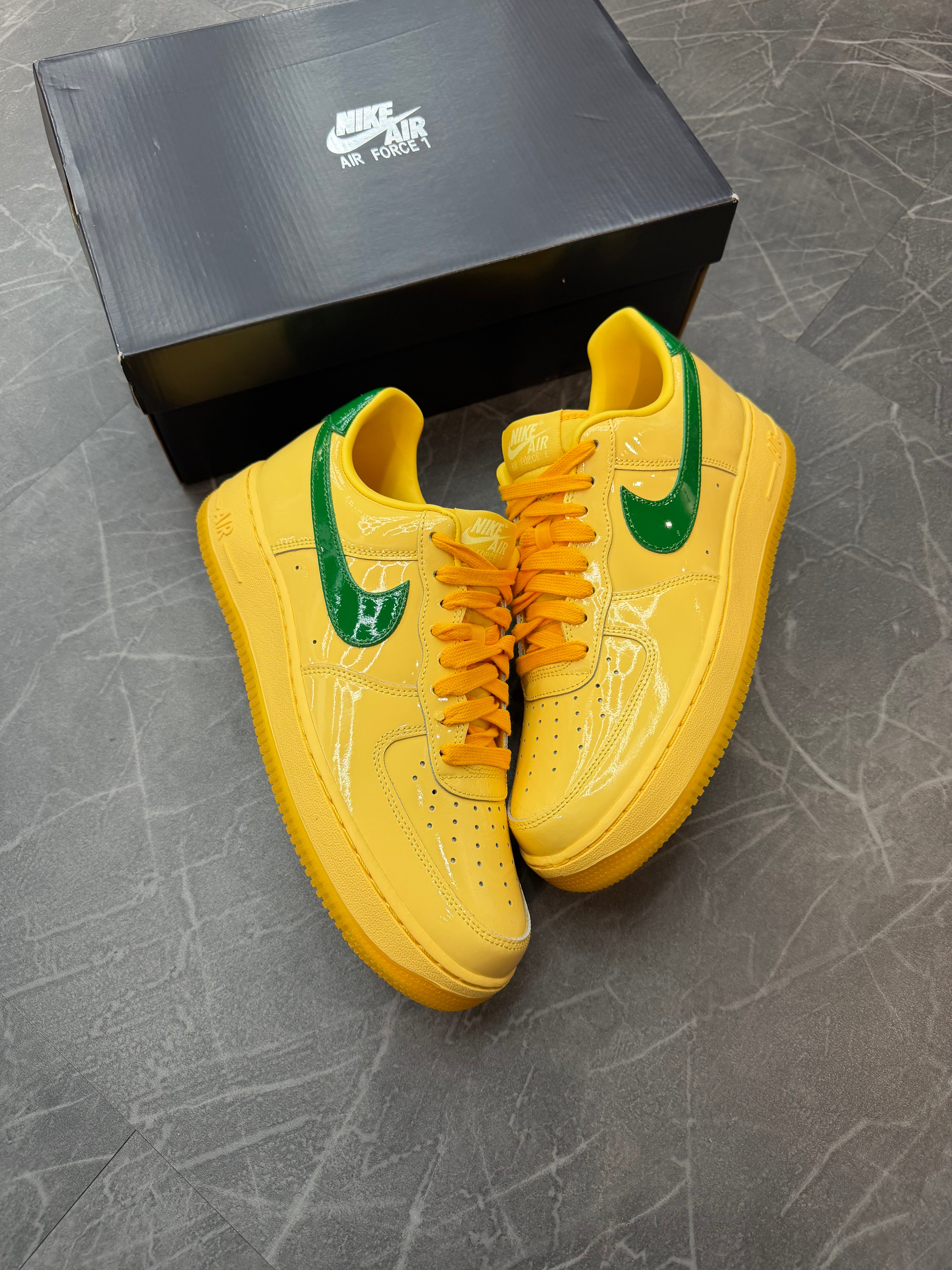 Air Force 1 Low Patent Leather “Topaz Gold Pine Green”