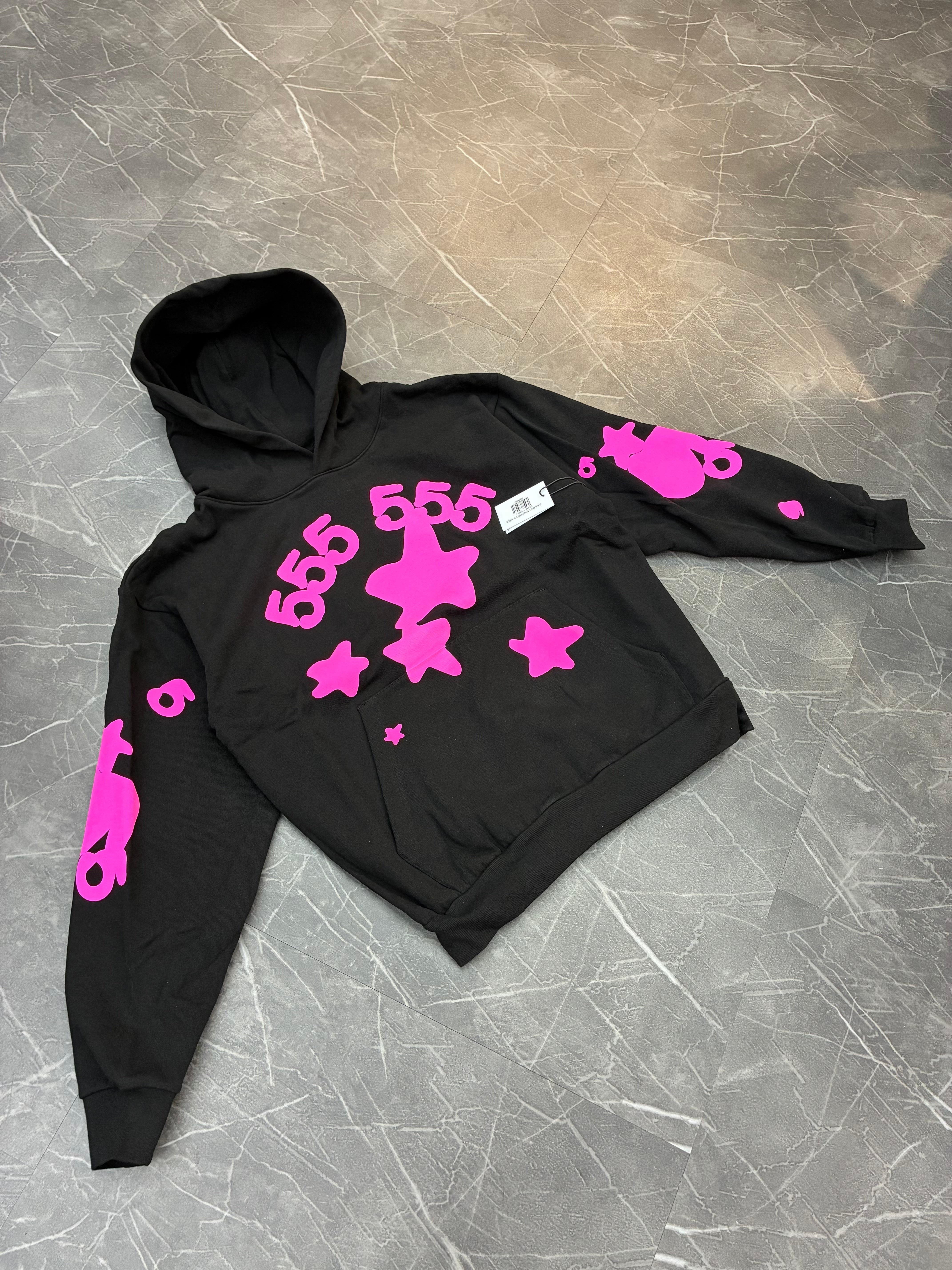Sp5der Belua Angle Number Hoodie “Black Pink”