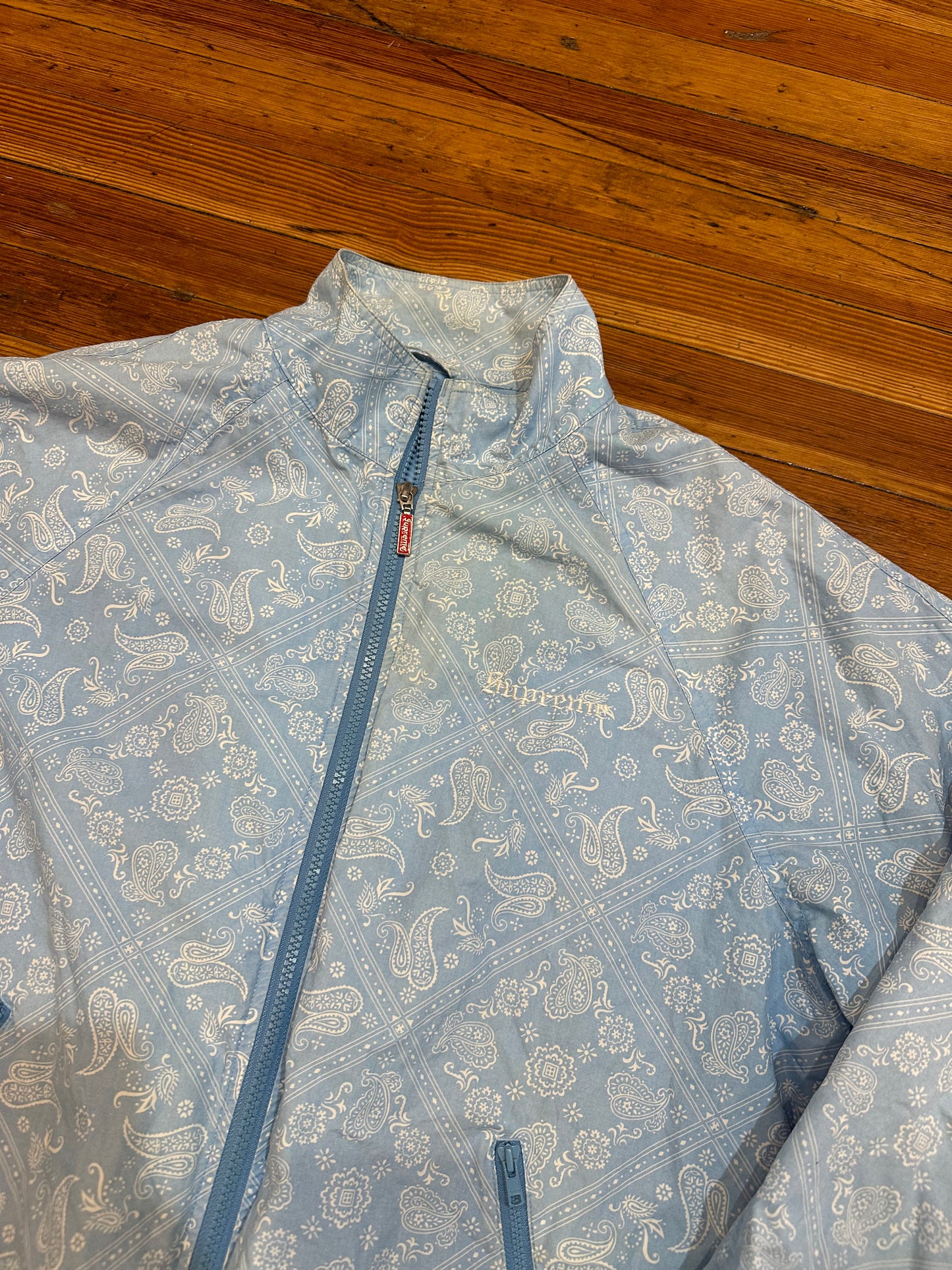 Supreme Paisley Baby Blue Zip Up Windbreaker