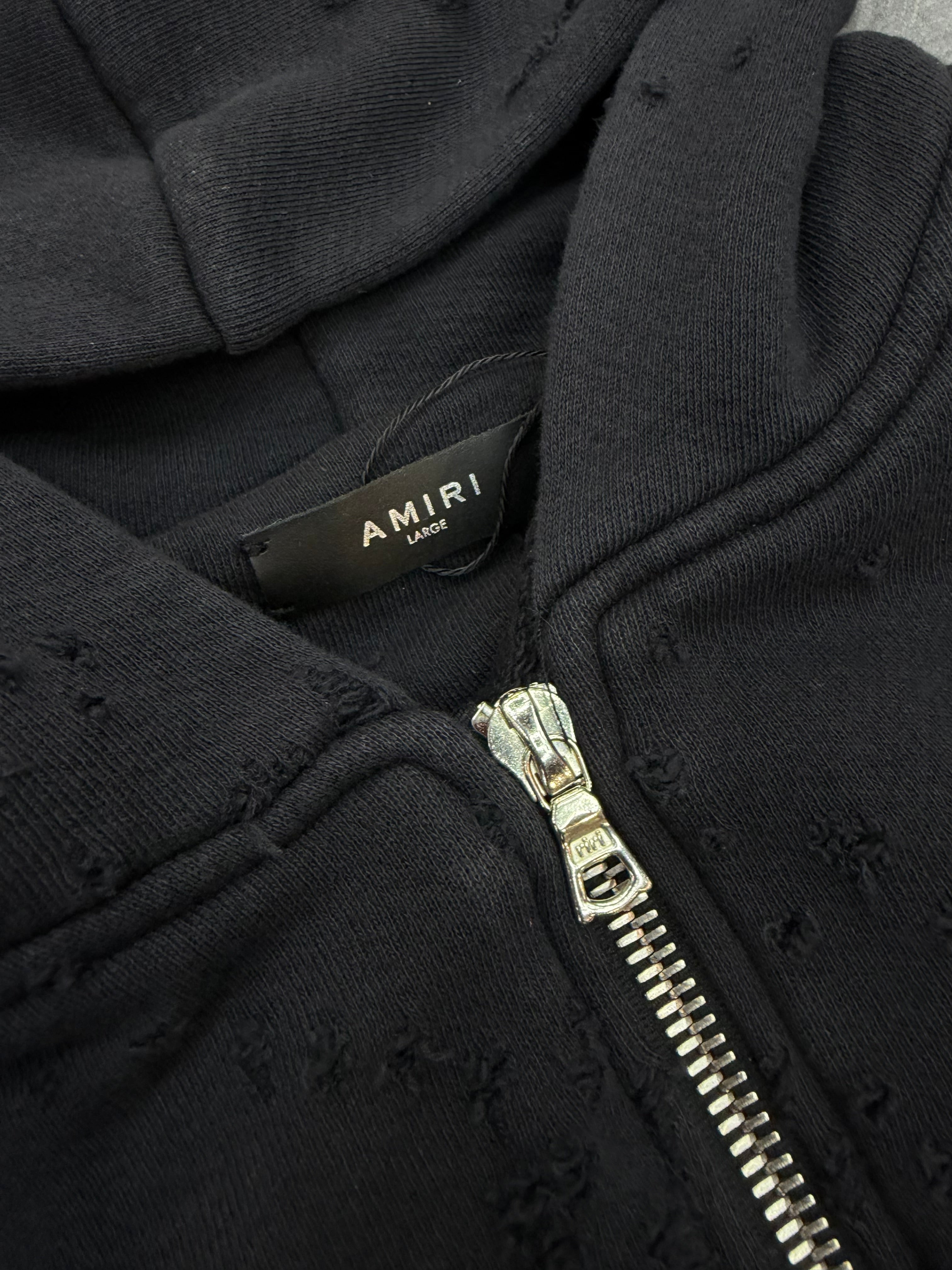 Amiri Zip Up Black Distressed