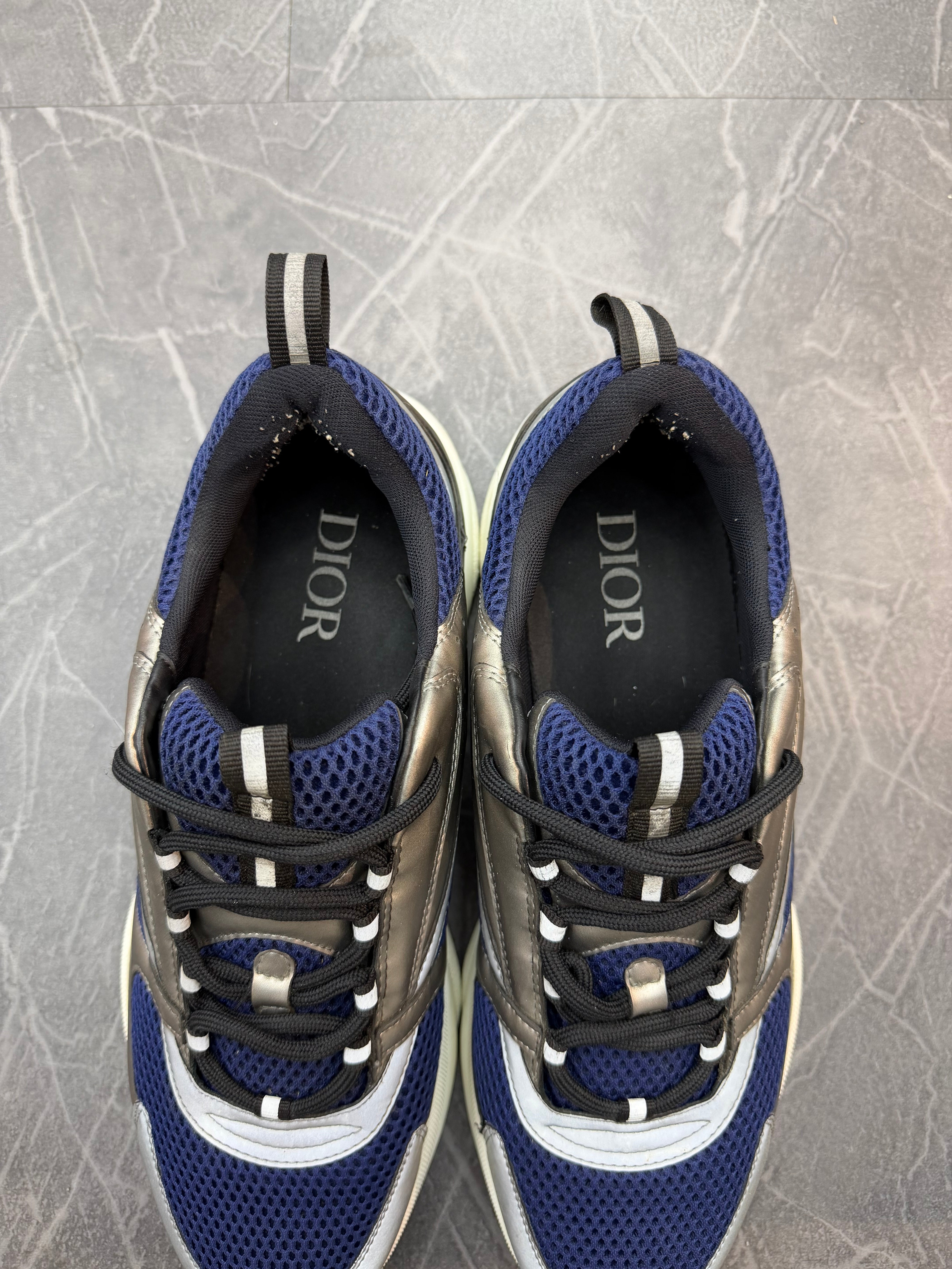 Dior B22 Silver Navy Blue Low
