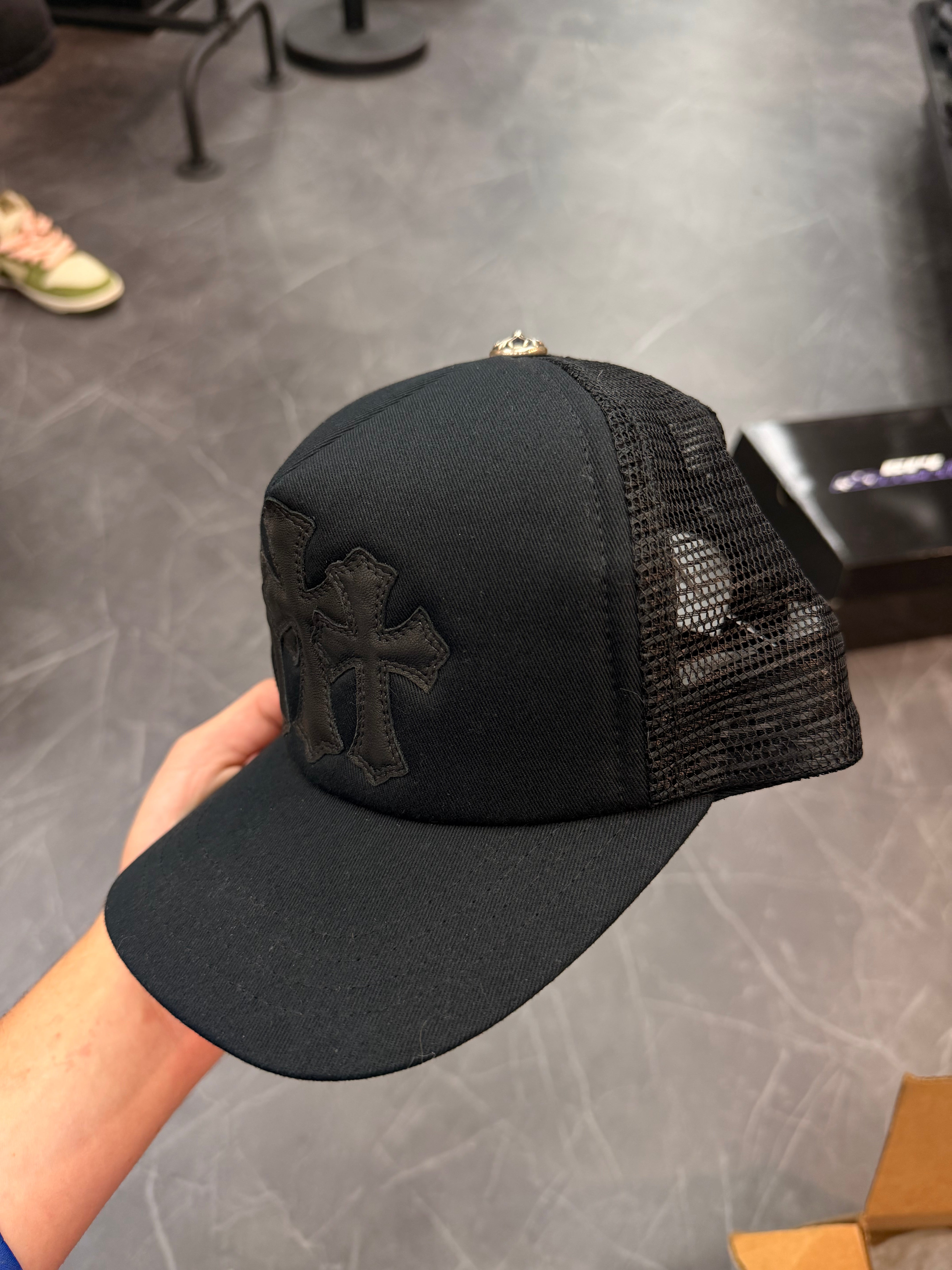 Chrome Hearts Triple Cross Cemetery Trucker Hat Black