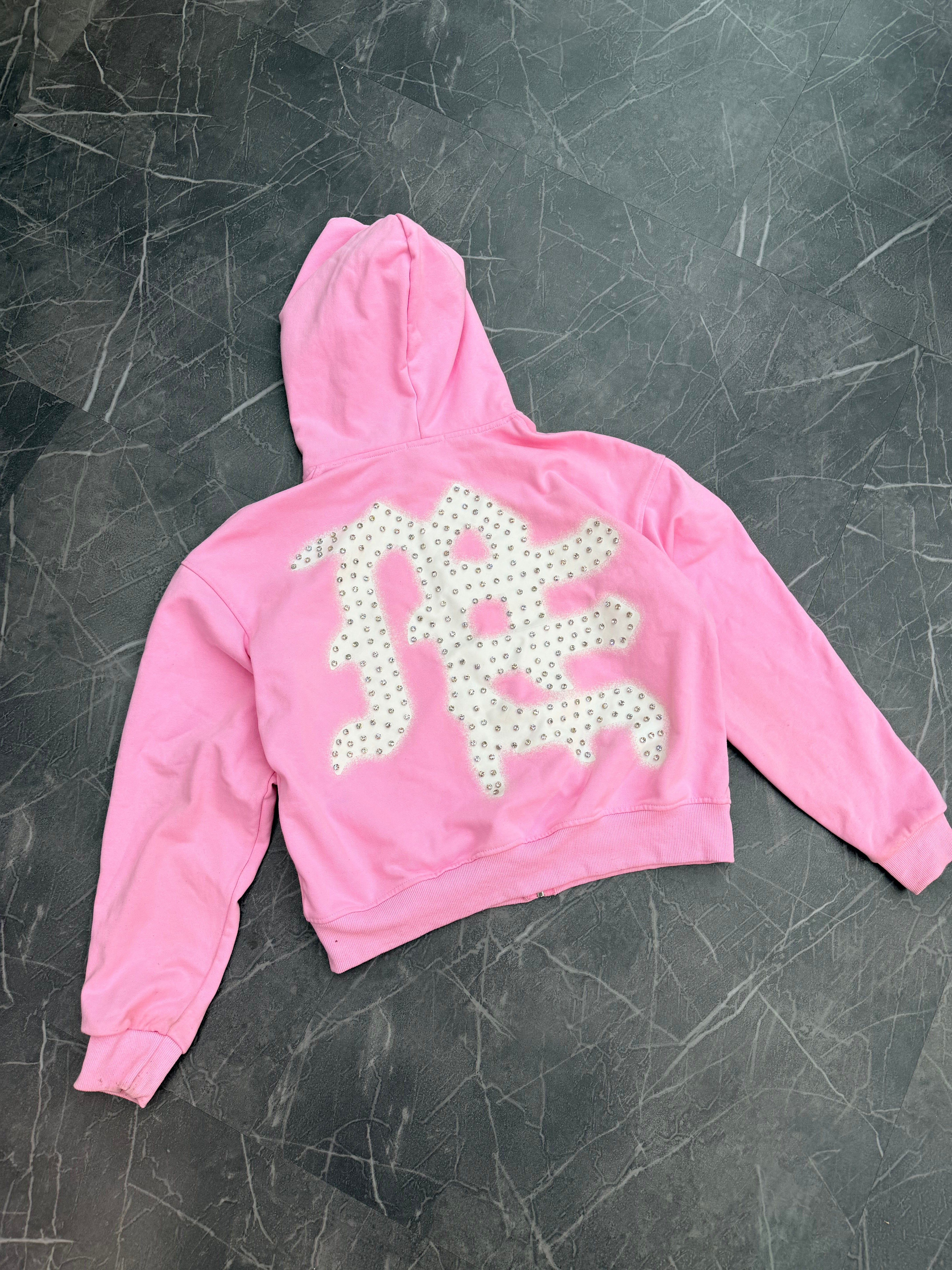 Mixed Emotions Rhinestone Zip Up Pink