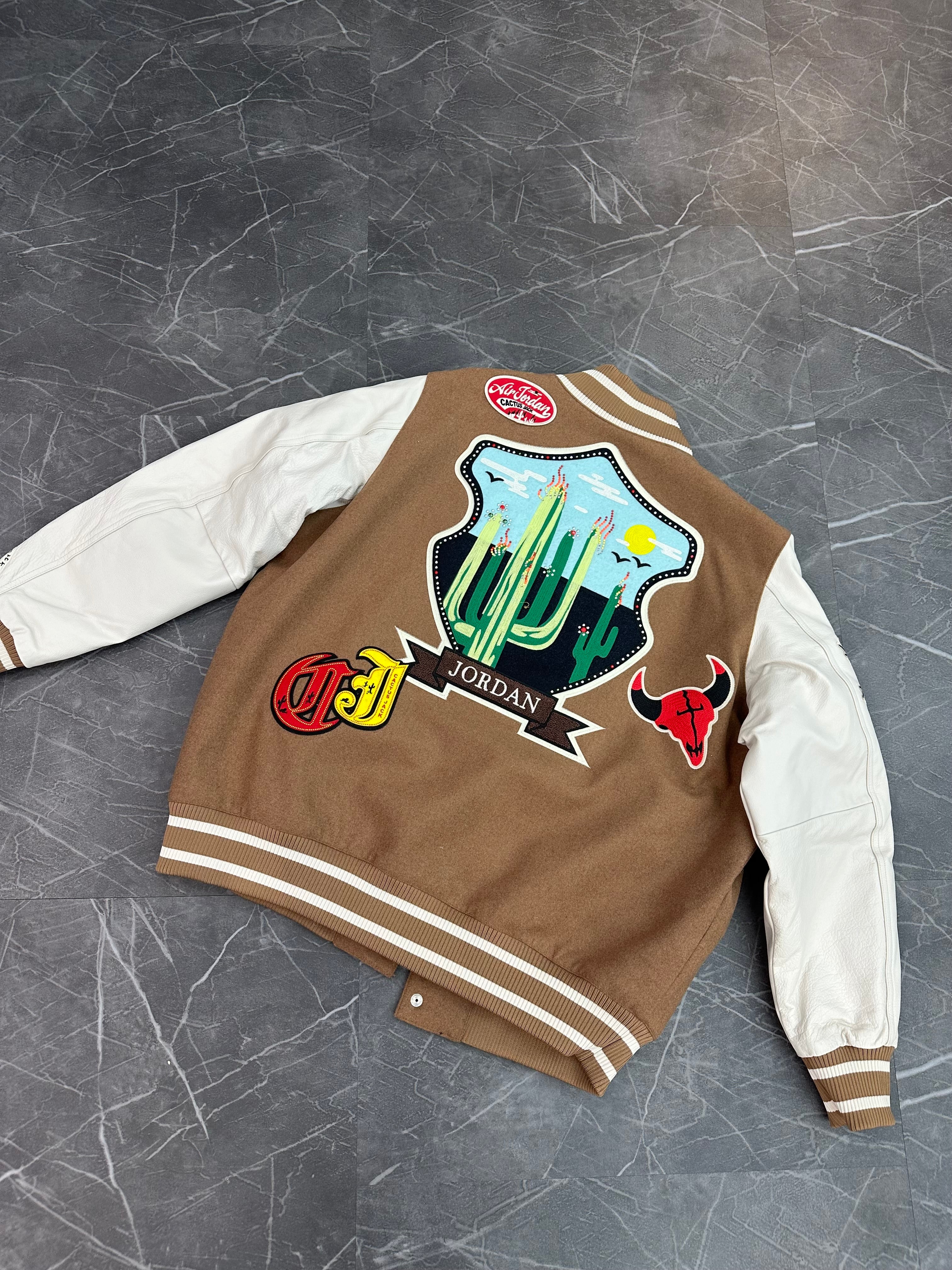 Travis Scott x Jordan Varsity Jacket “Antique Brown”