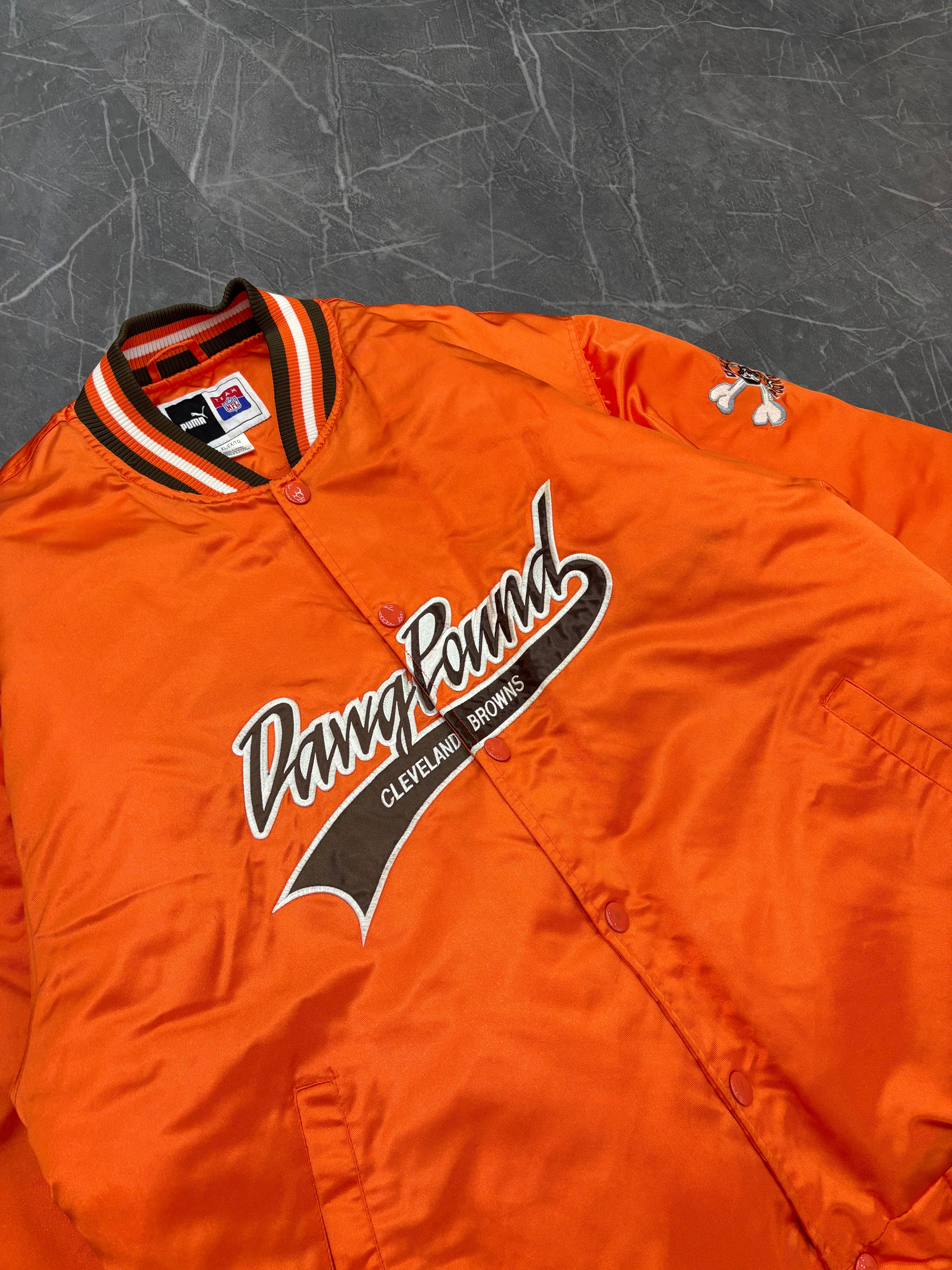 Puma Cleveland Browns Satin Bomber Jacket (XL)
