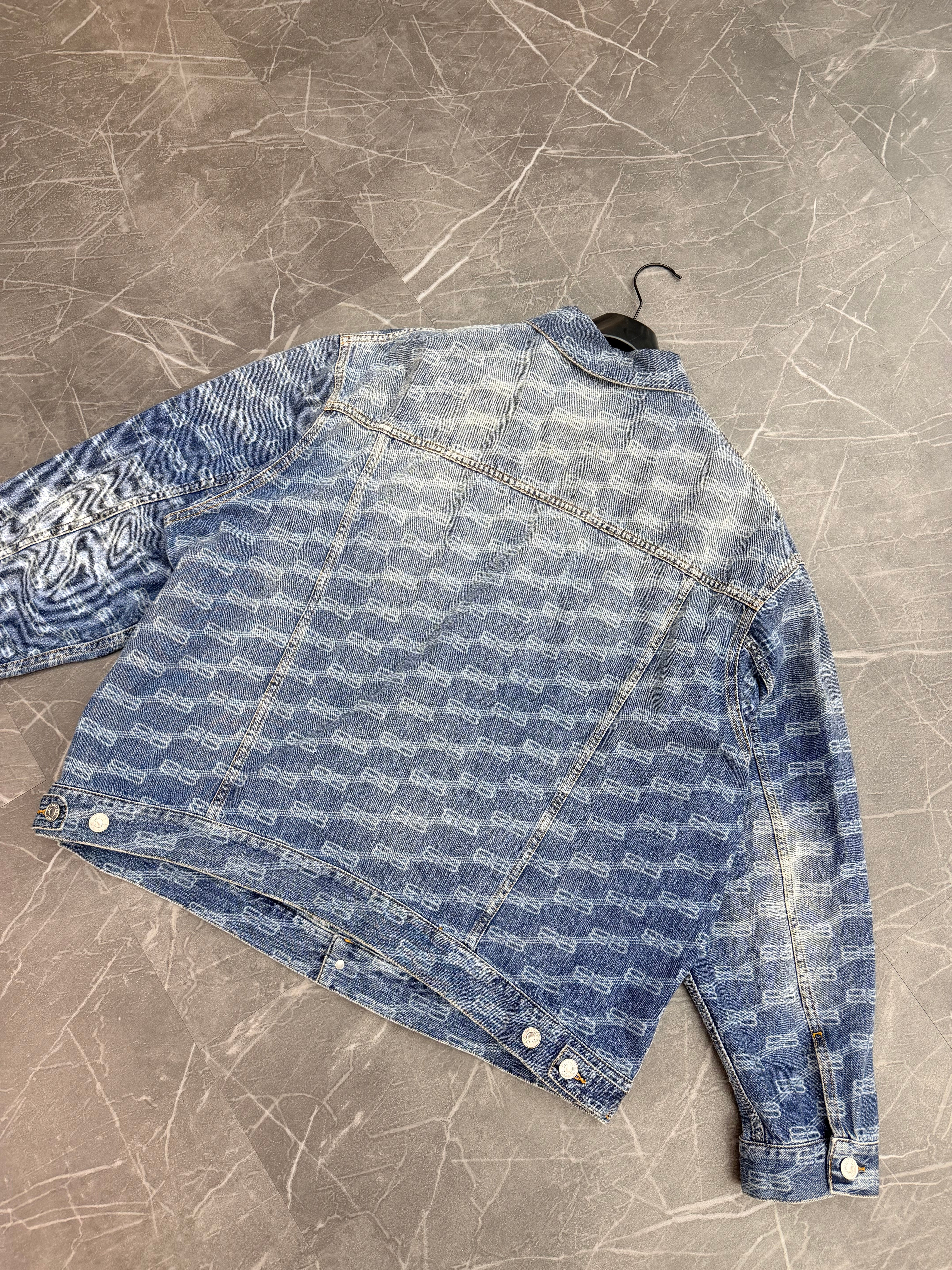 Balenciaga Double B Logo Full Print Denim Jacket