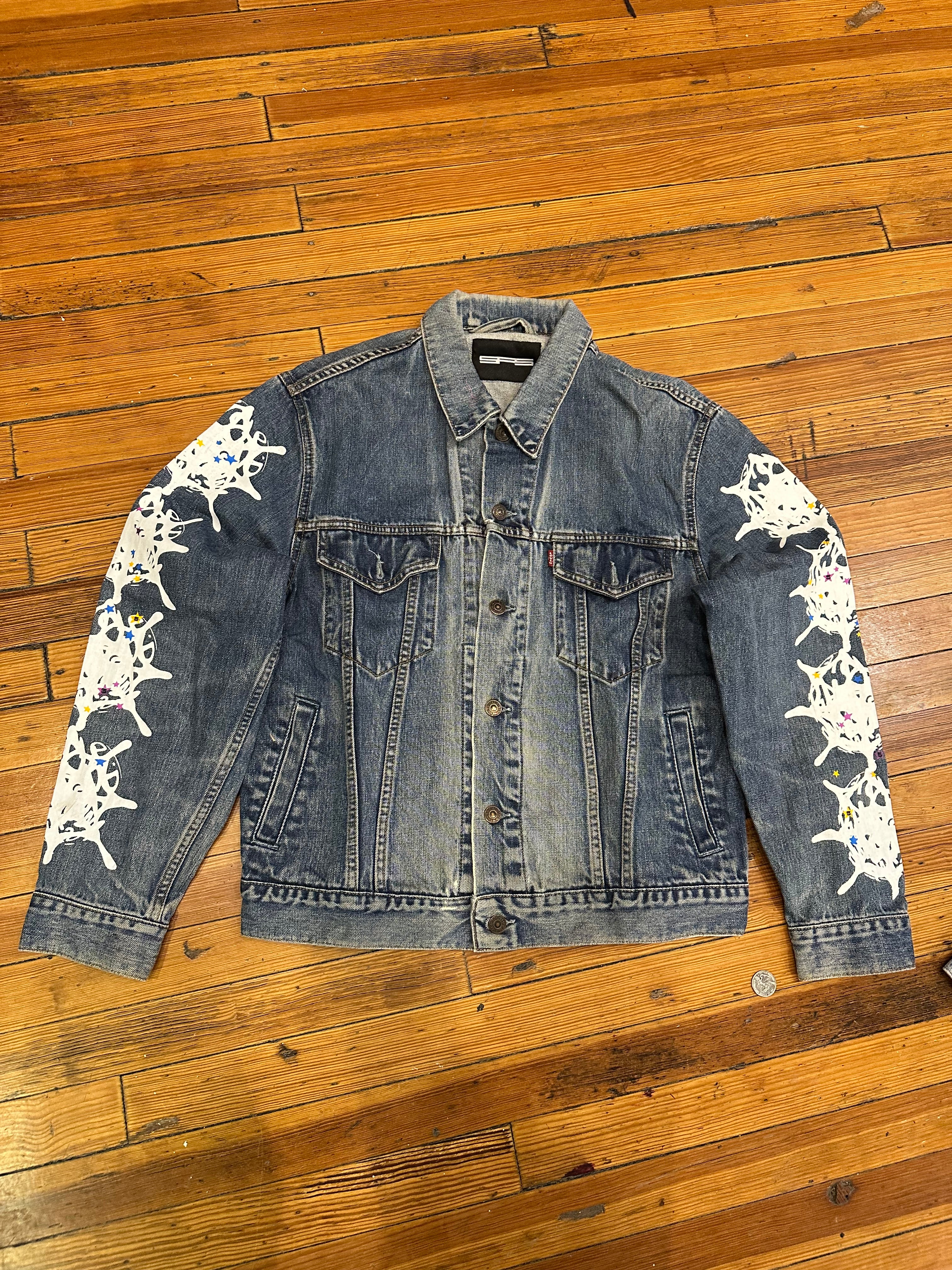 Sp5der Web Denim Trucker Jacket “Medium Wash”
