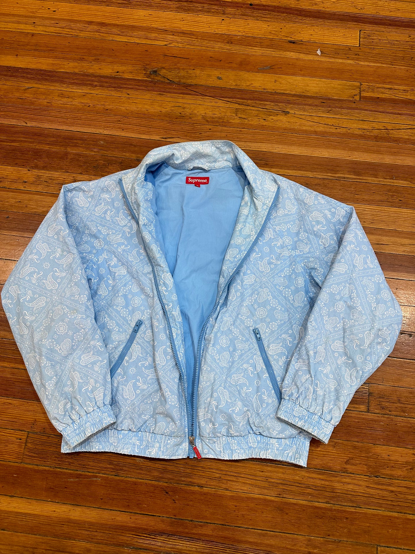 Supreme Paisley Baby Blue Zip Up Windbreaker
