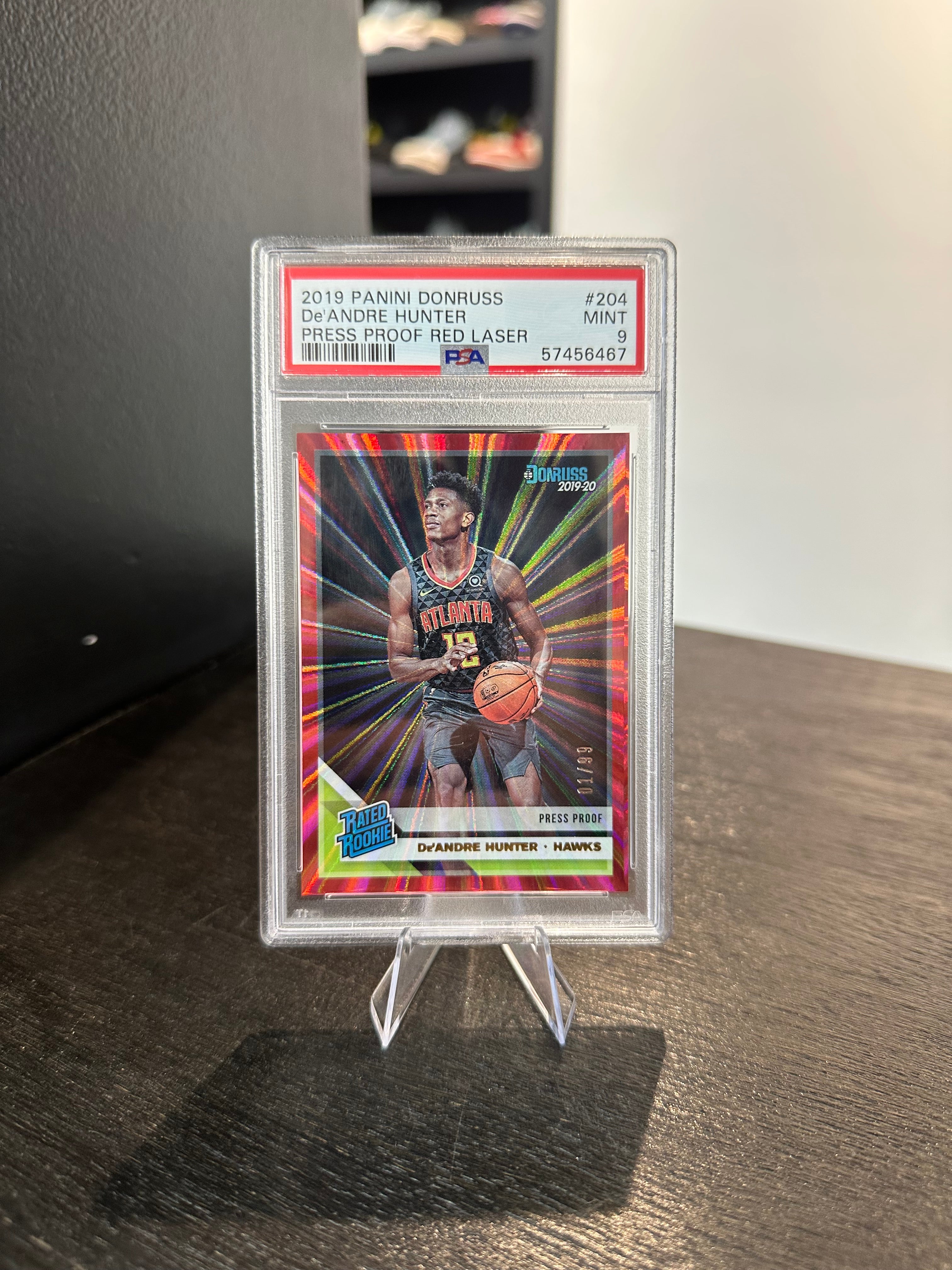 2019-20 Donruss De’Andre Hunter Press Proof Red Laser 1/99 PSA 9