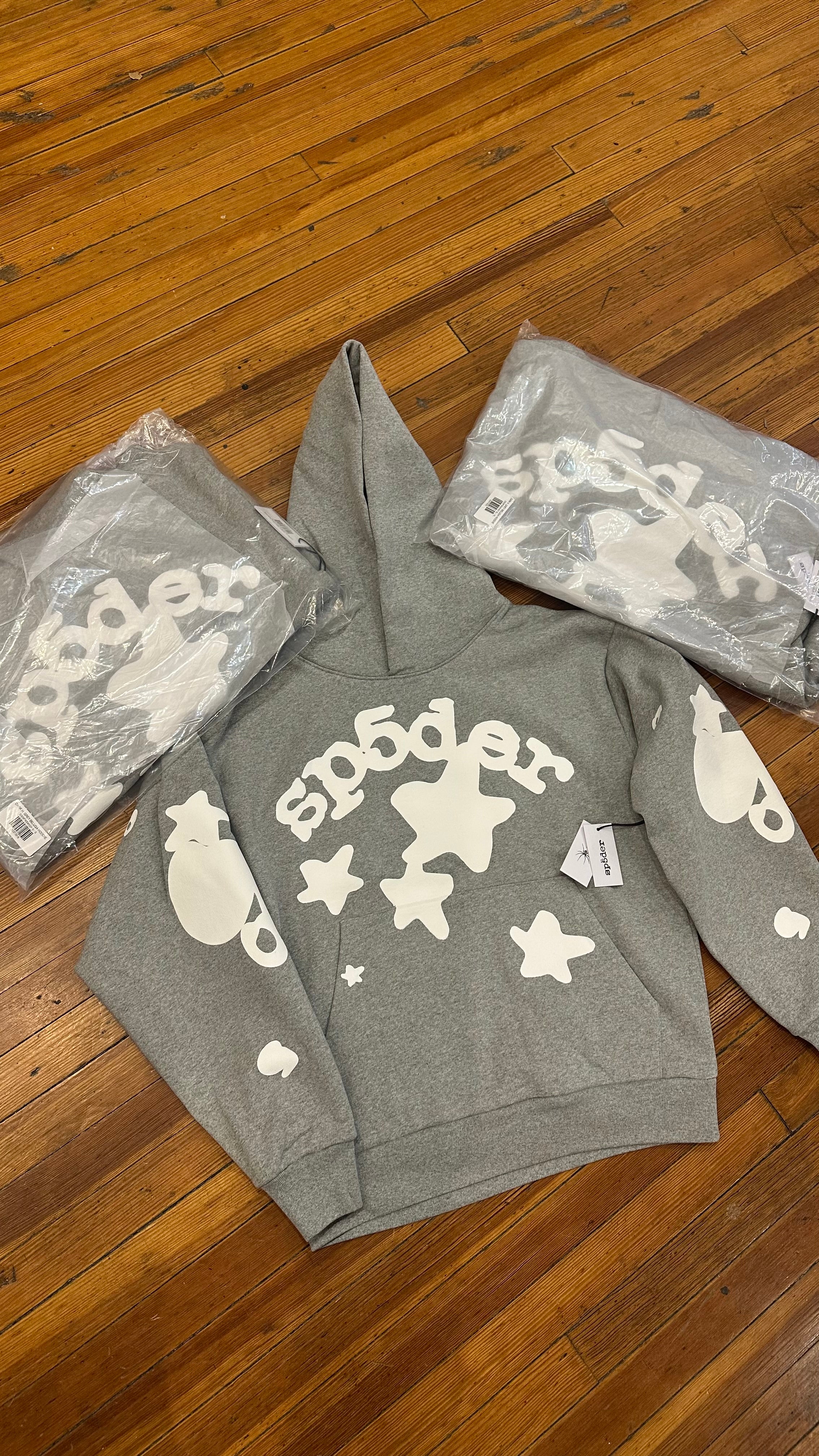 Sp5der Hoodie Beluga “Dark Heather Grey”