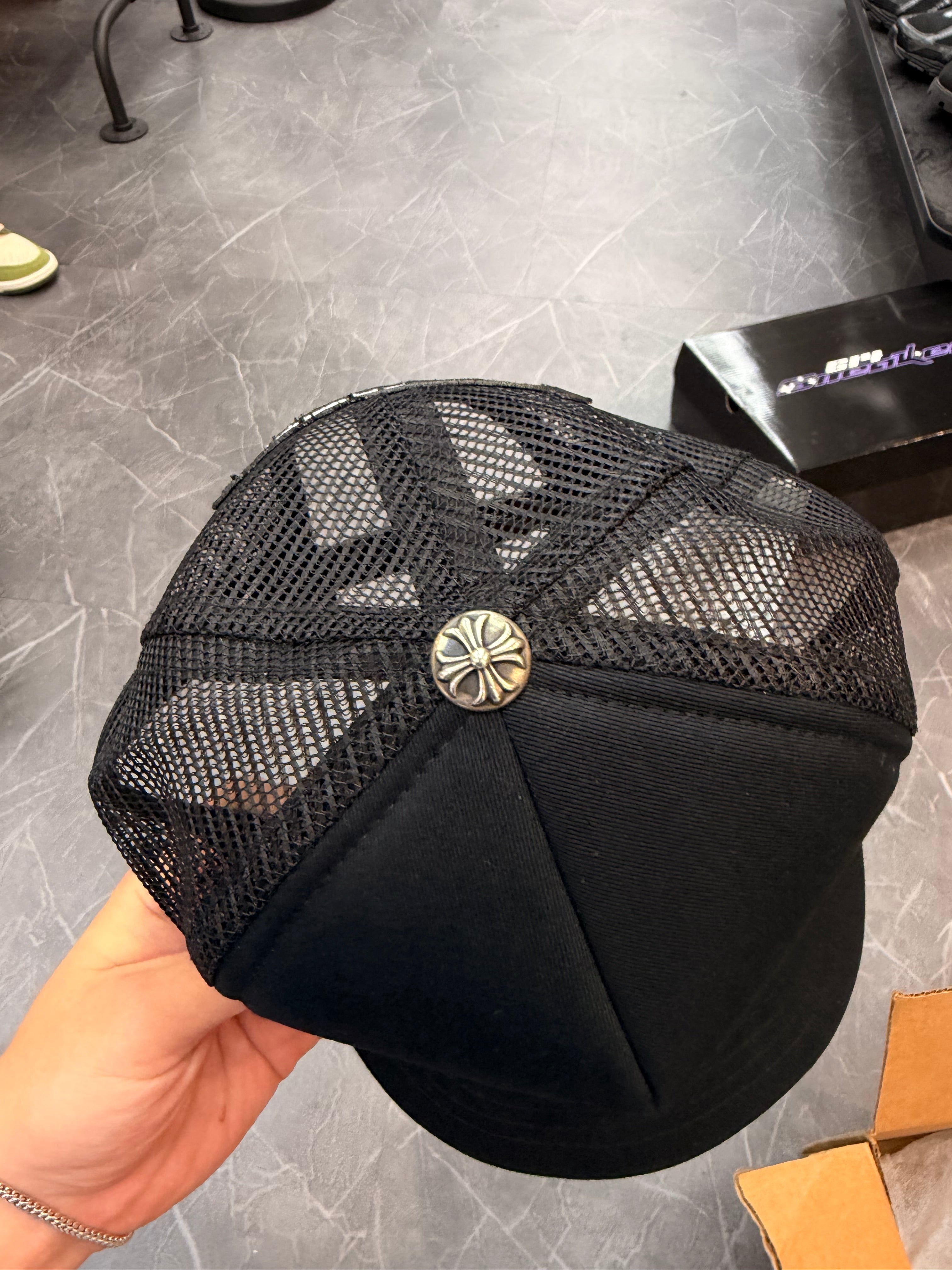 Chrome Hearts Triple Cross Cemetery Trucker Hat Black