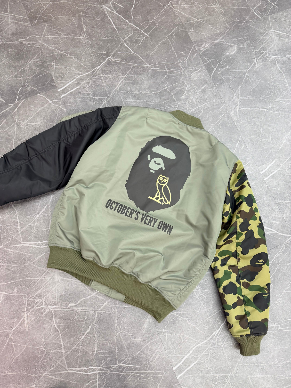 BAPE x OVO MA-1 Jacket “Olive Drab” (Size L) - Image 4