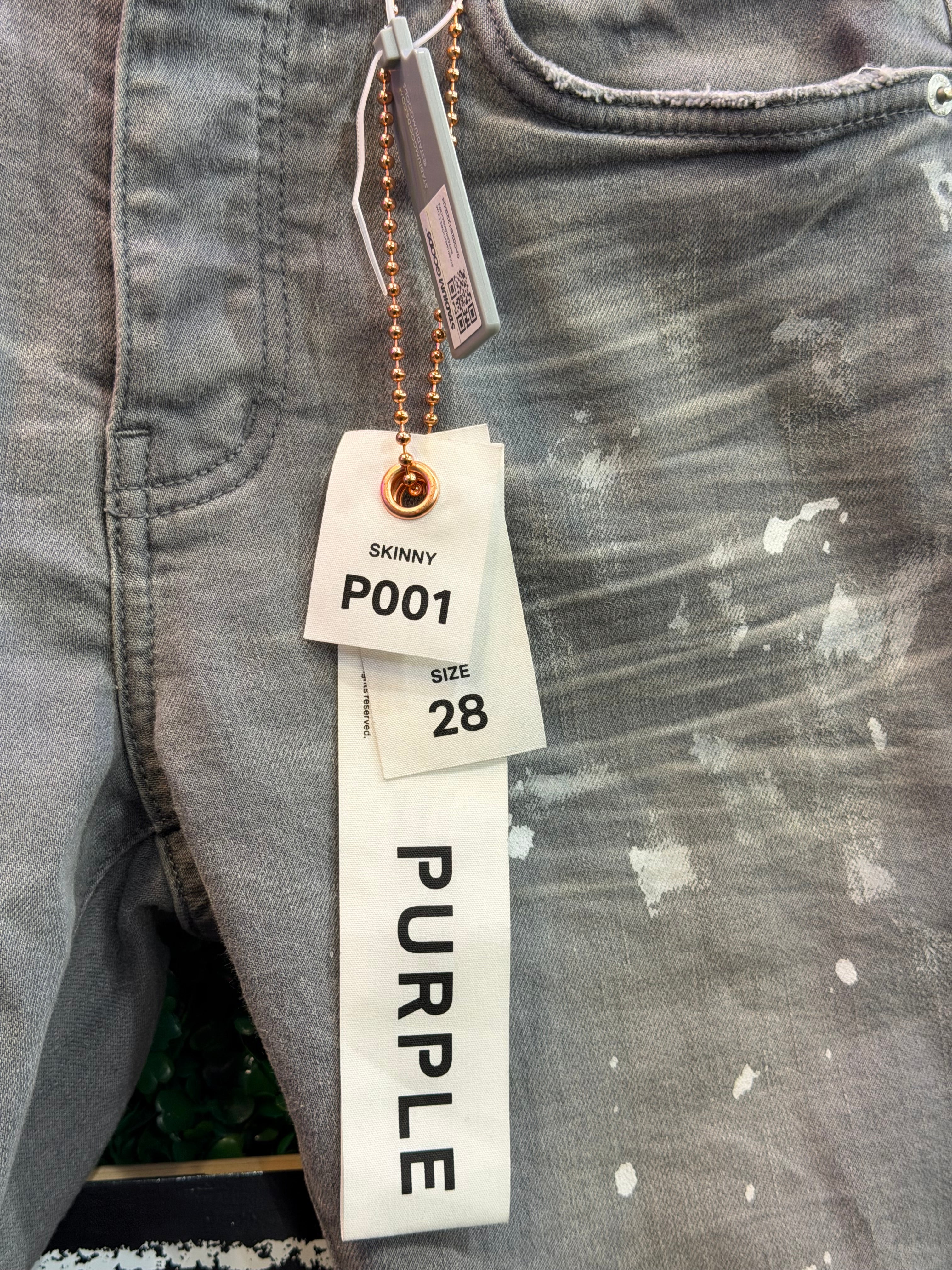 Purple Jeans Knee Rip Splatter Grey (28)