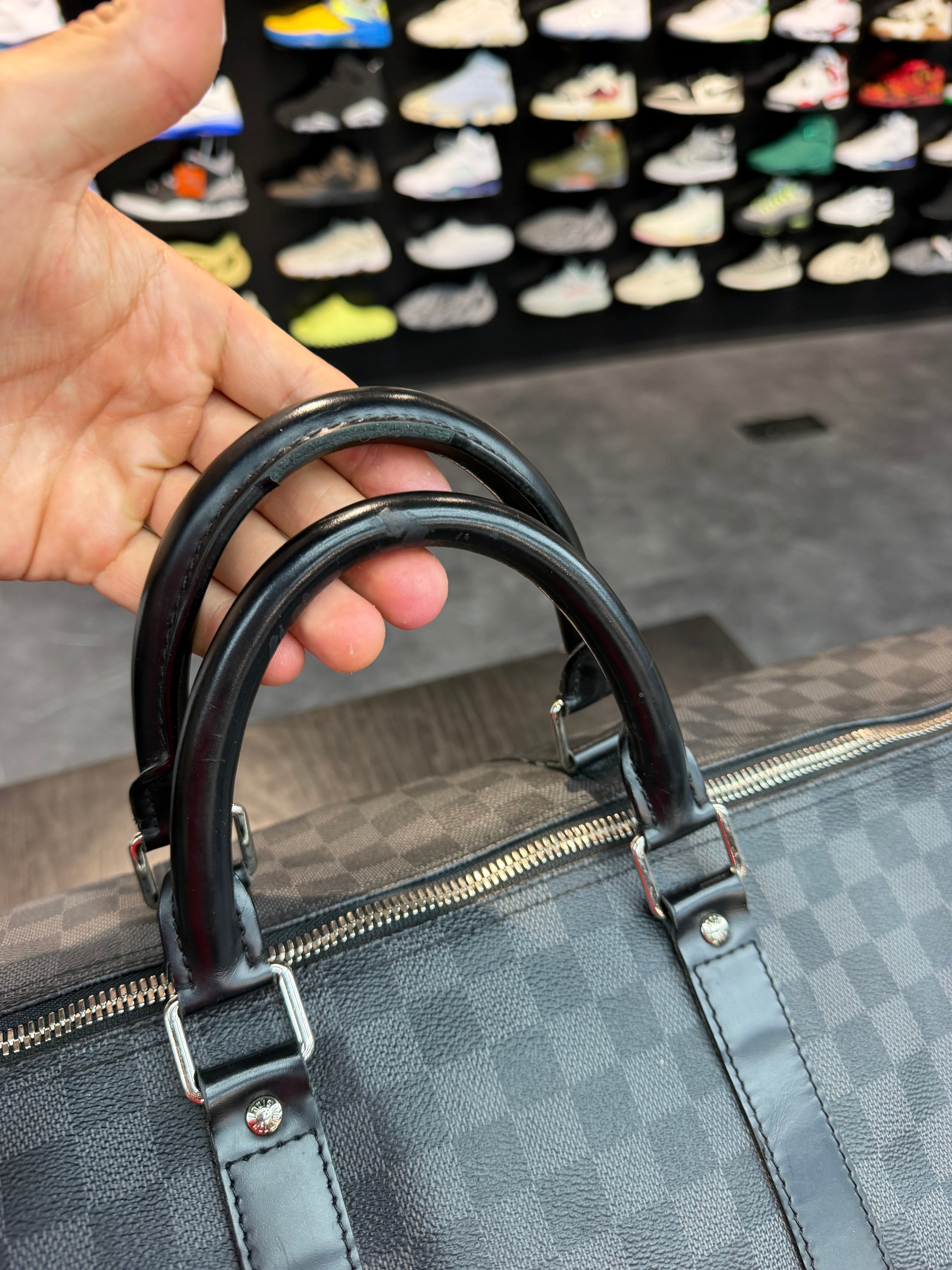 Louis Vuitton Checkered Keepall 55 Duffle Bag “Black”