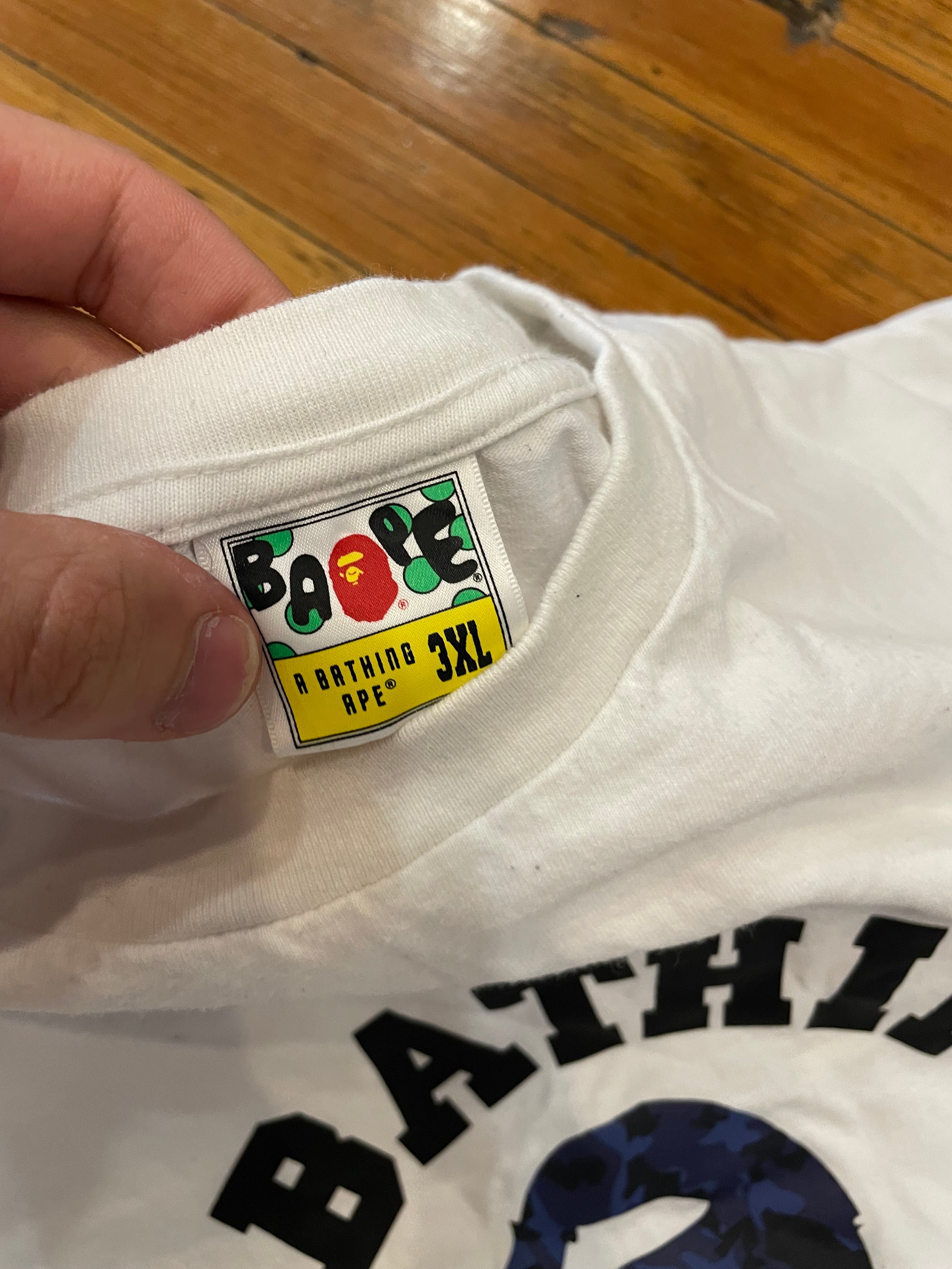 Bape College Tee Blue Camo “White”