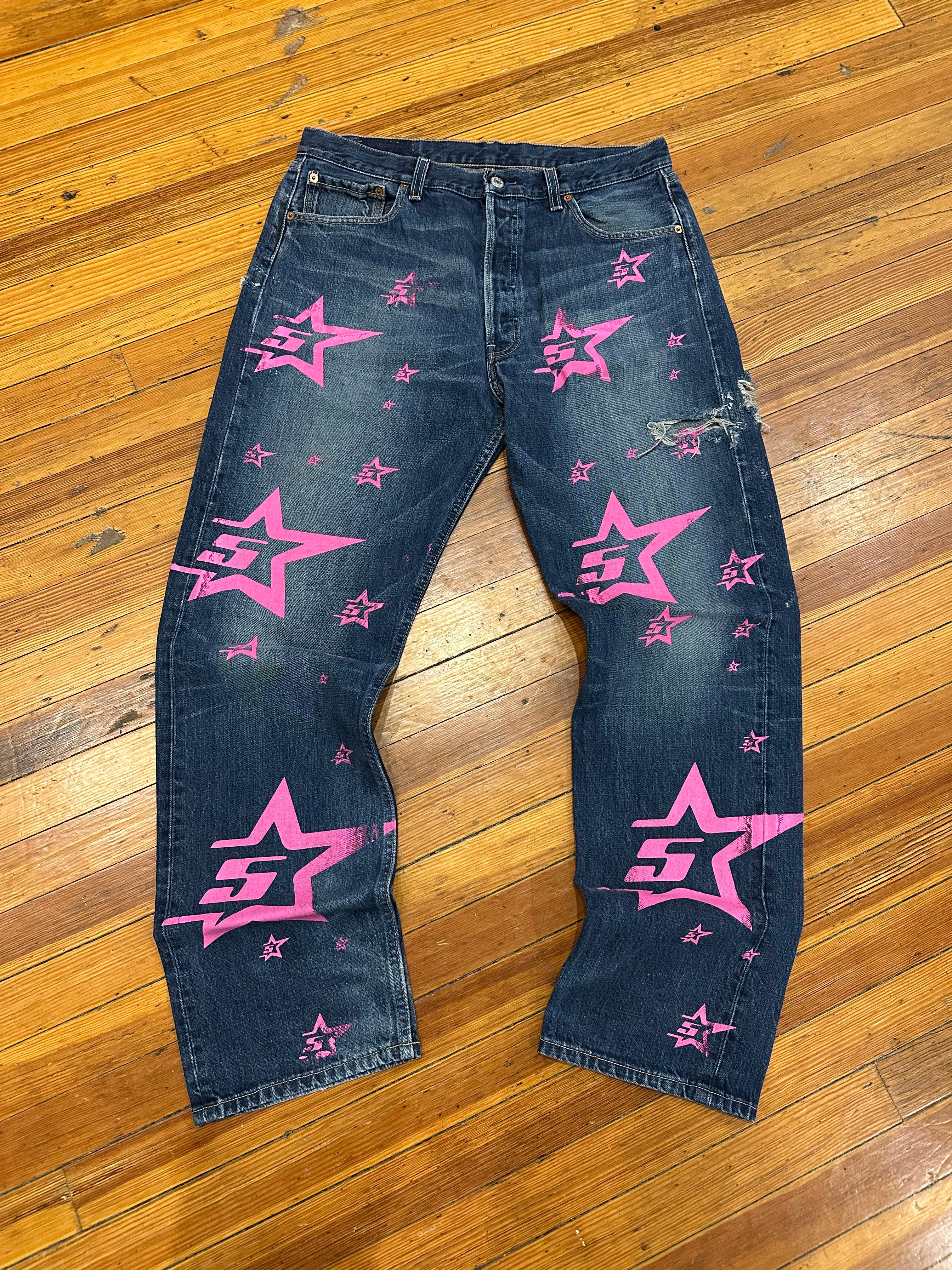 Sp5der Pink 5Star Denim Jeans (36)
