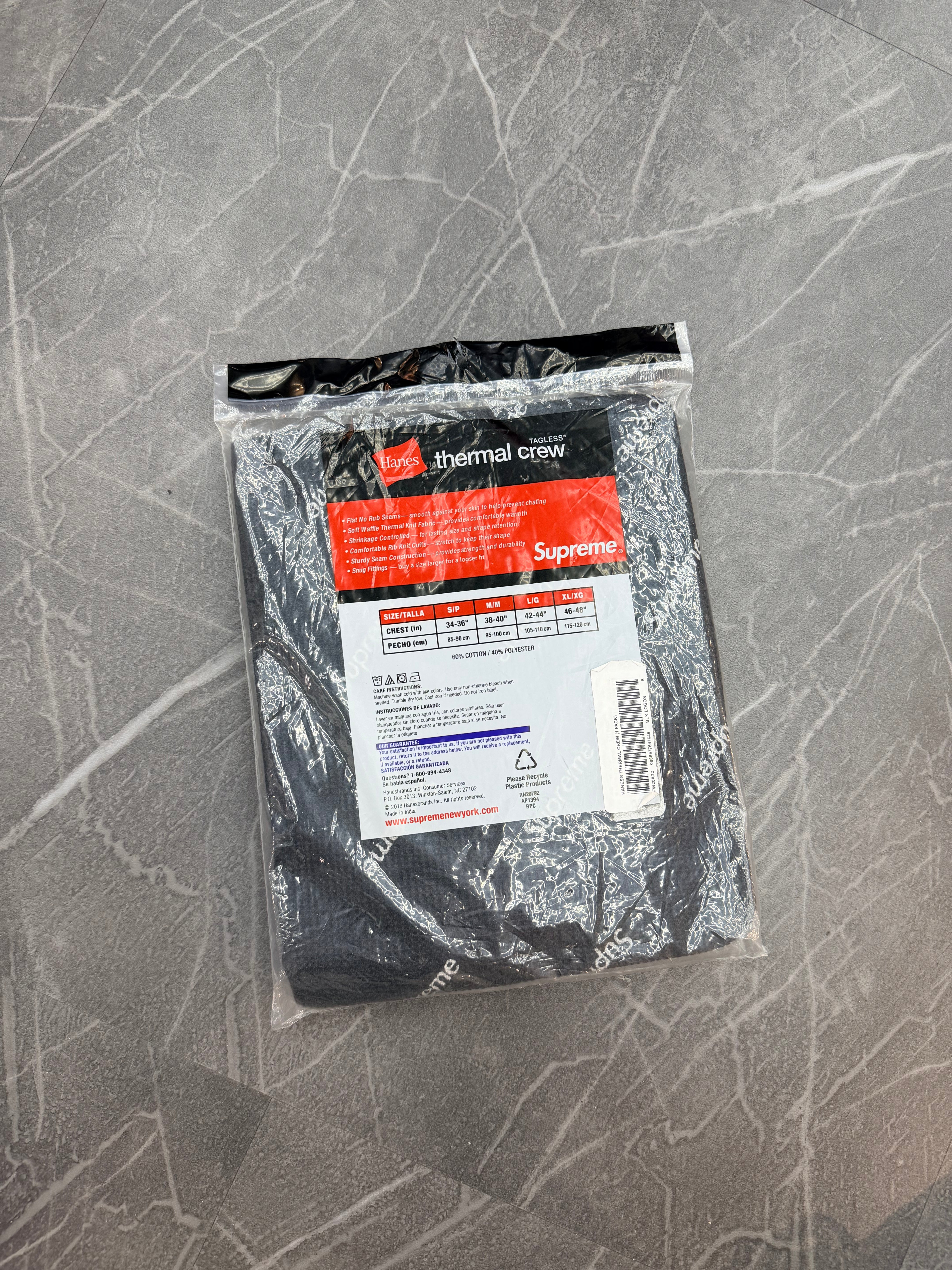 Supreme Hanes Thermal Black Logos