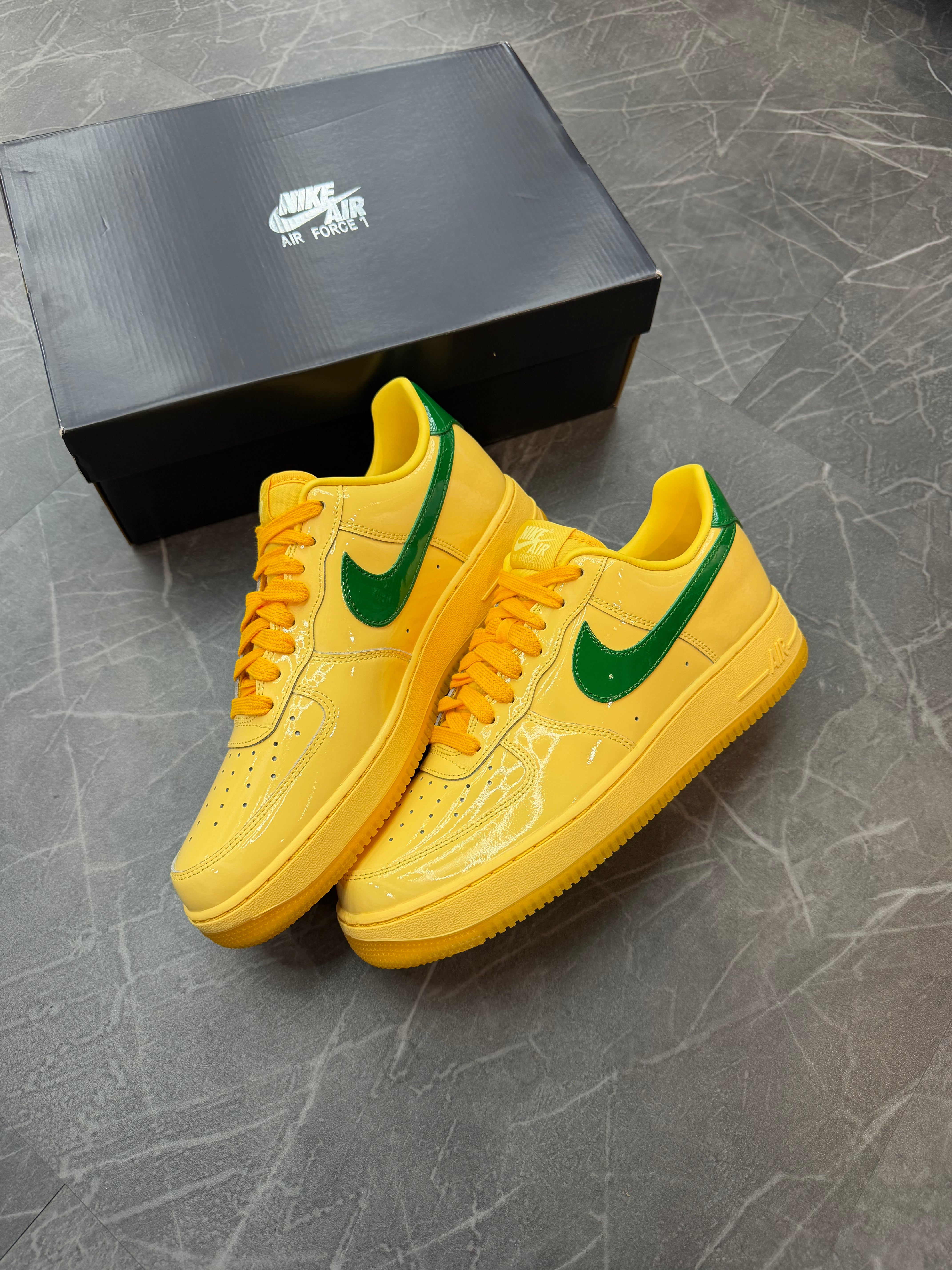 Air Force 1 Low Patent Leather “Topaz Gold Pine Green”