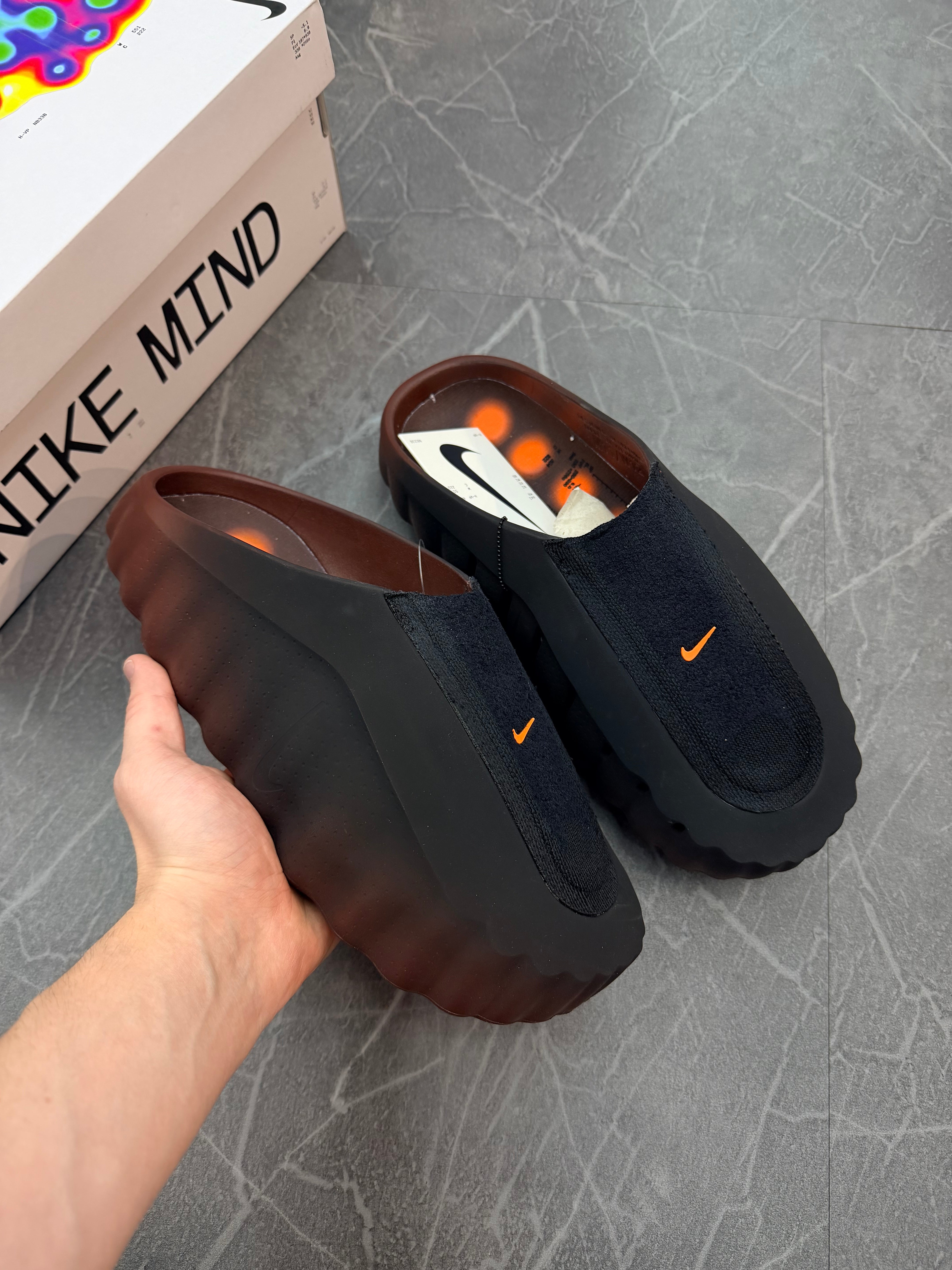 Nike Mind 001 Flyknit Slide “Bronze Eclipse Total Orange”