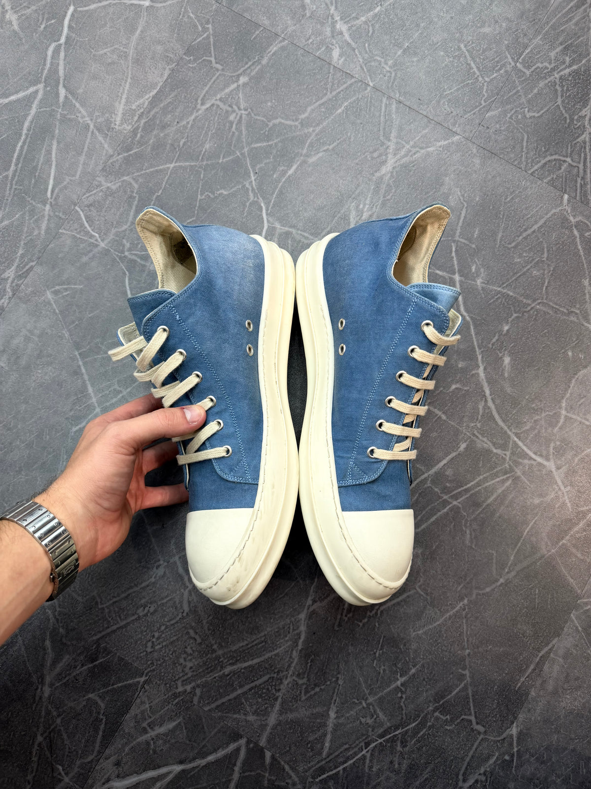 Rick Owens Ramone Cyan Blue Sneakers