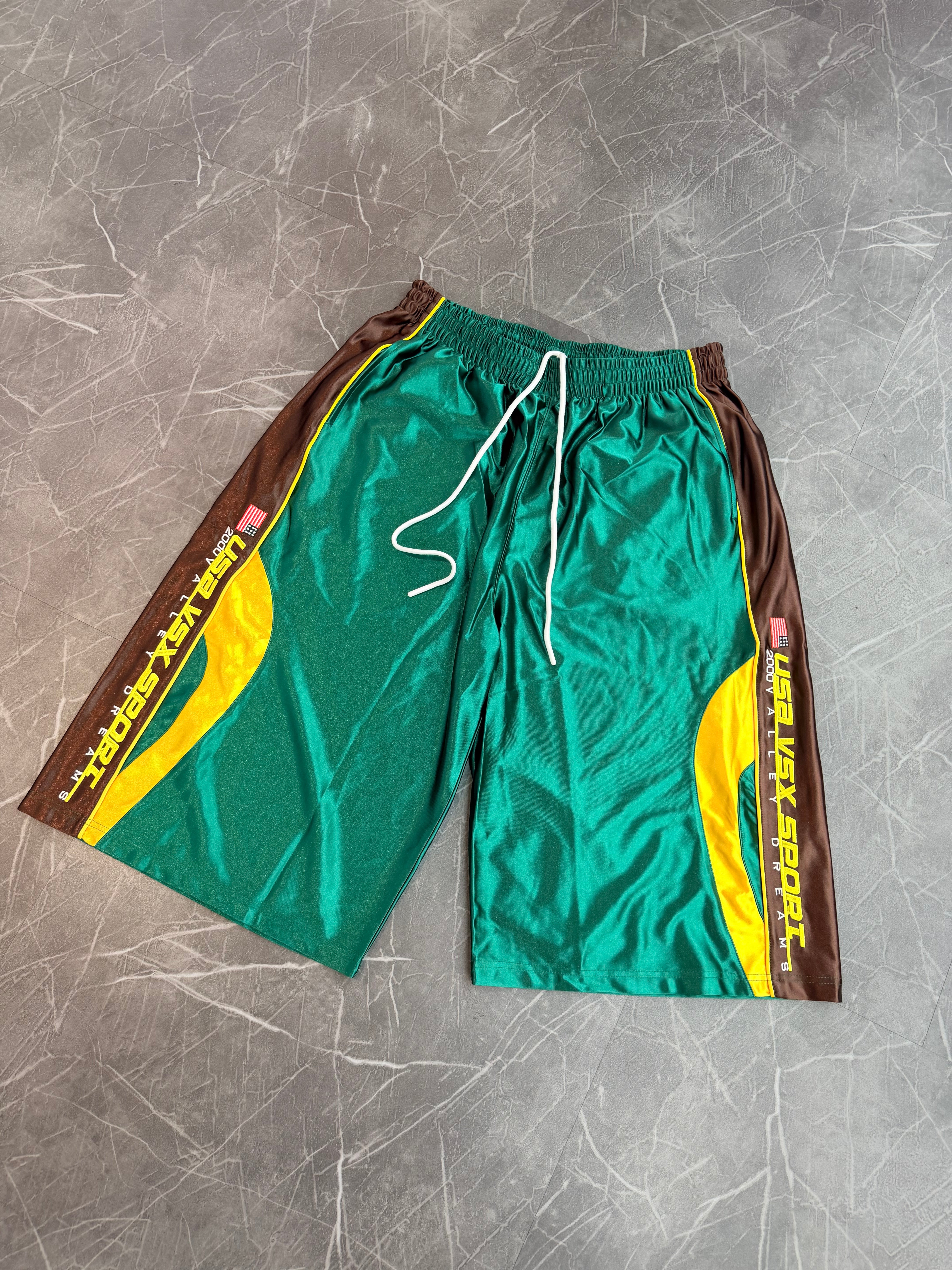 Vale Forever Iverson Basketball Shorts Green Brown
