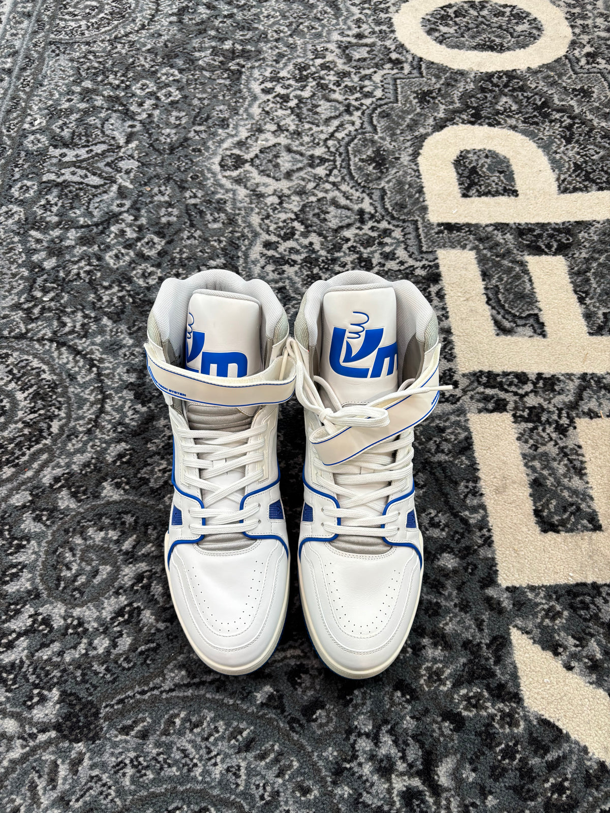 Louis Vuitton Trainer Sneaker Boot High 'White Blue'