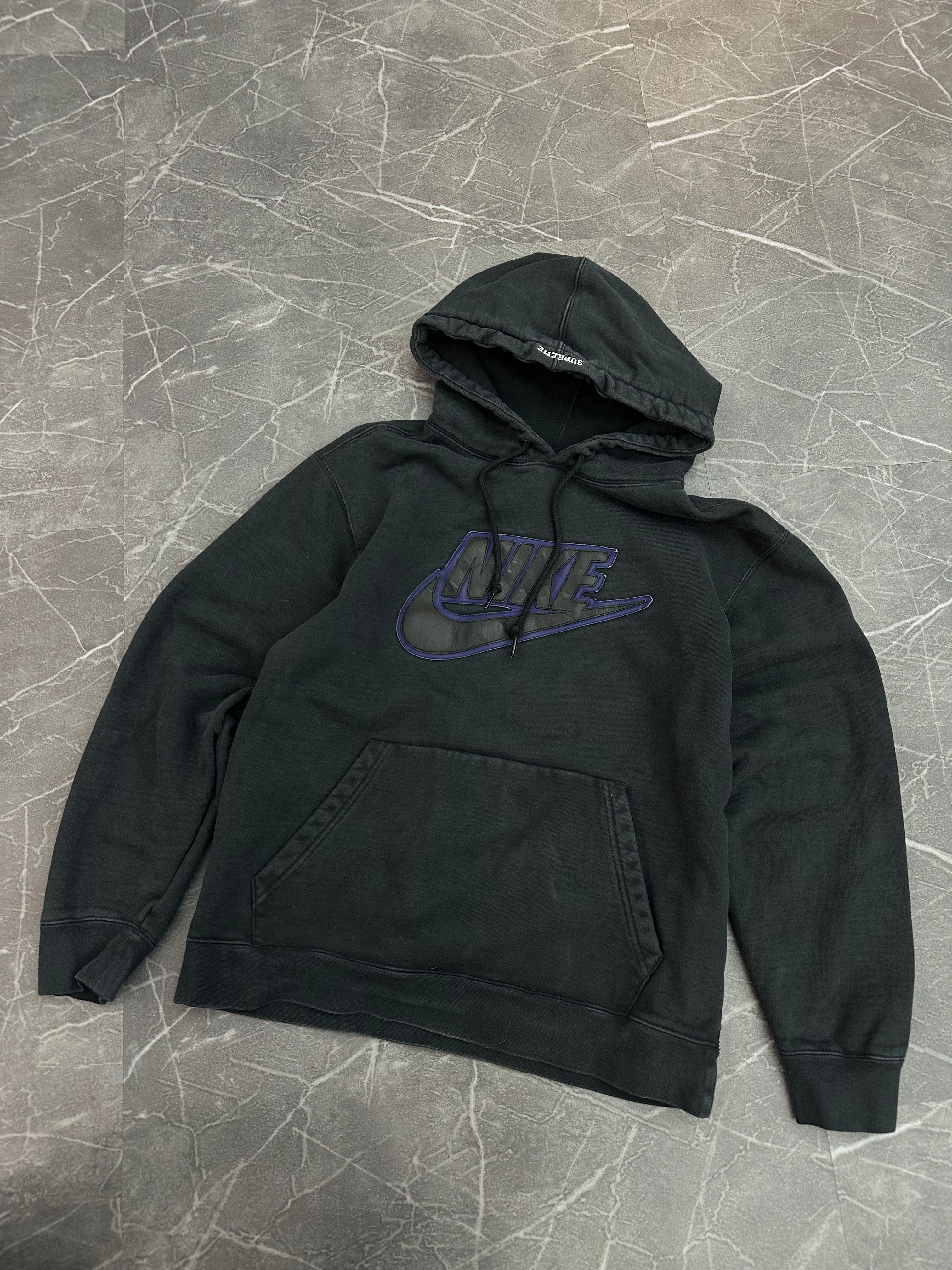 Supreme x Nike Applique Leather Hoodie Black