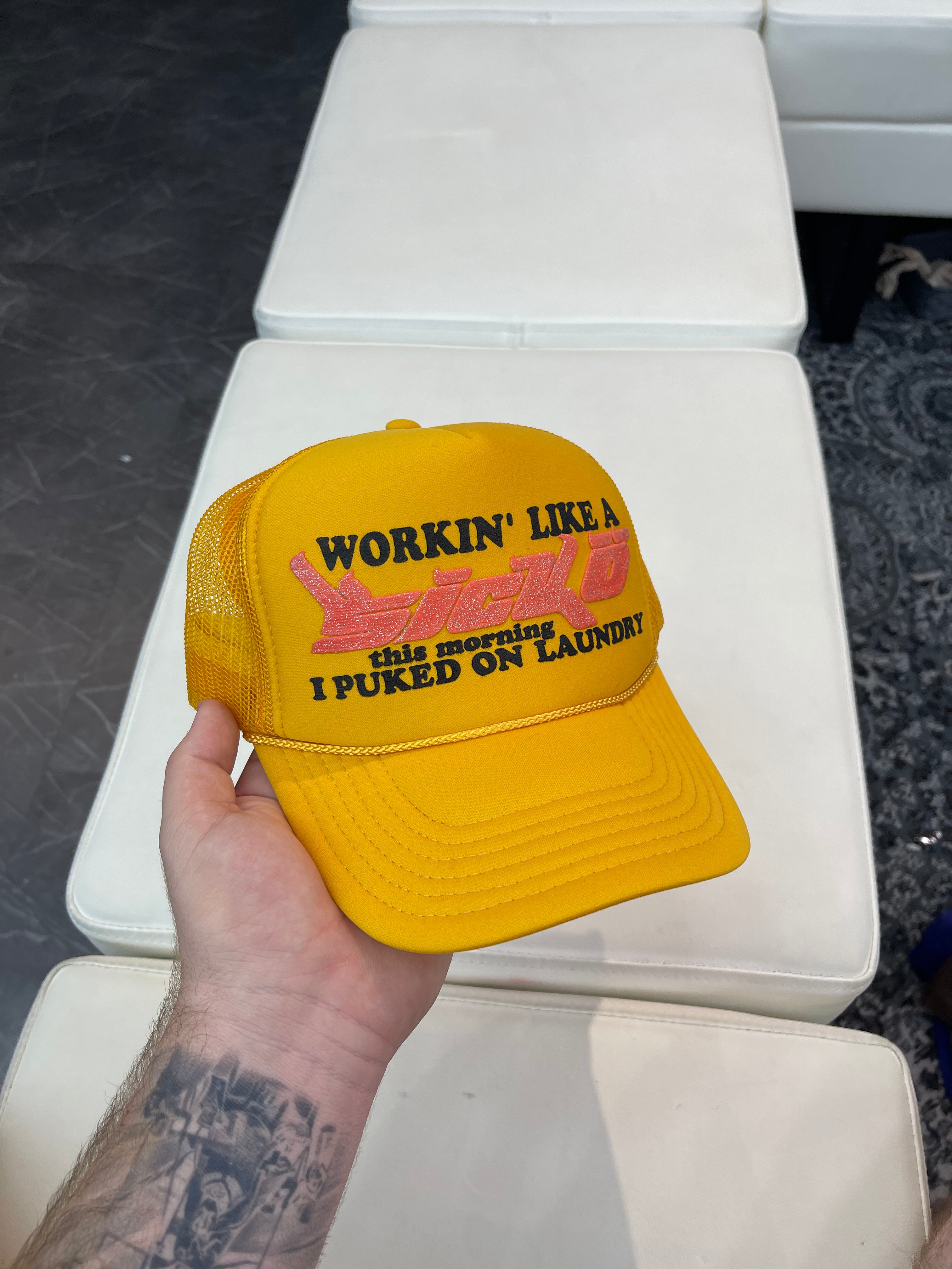 SICKO Trucker Hat “Light Orange/Black”
