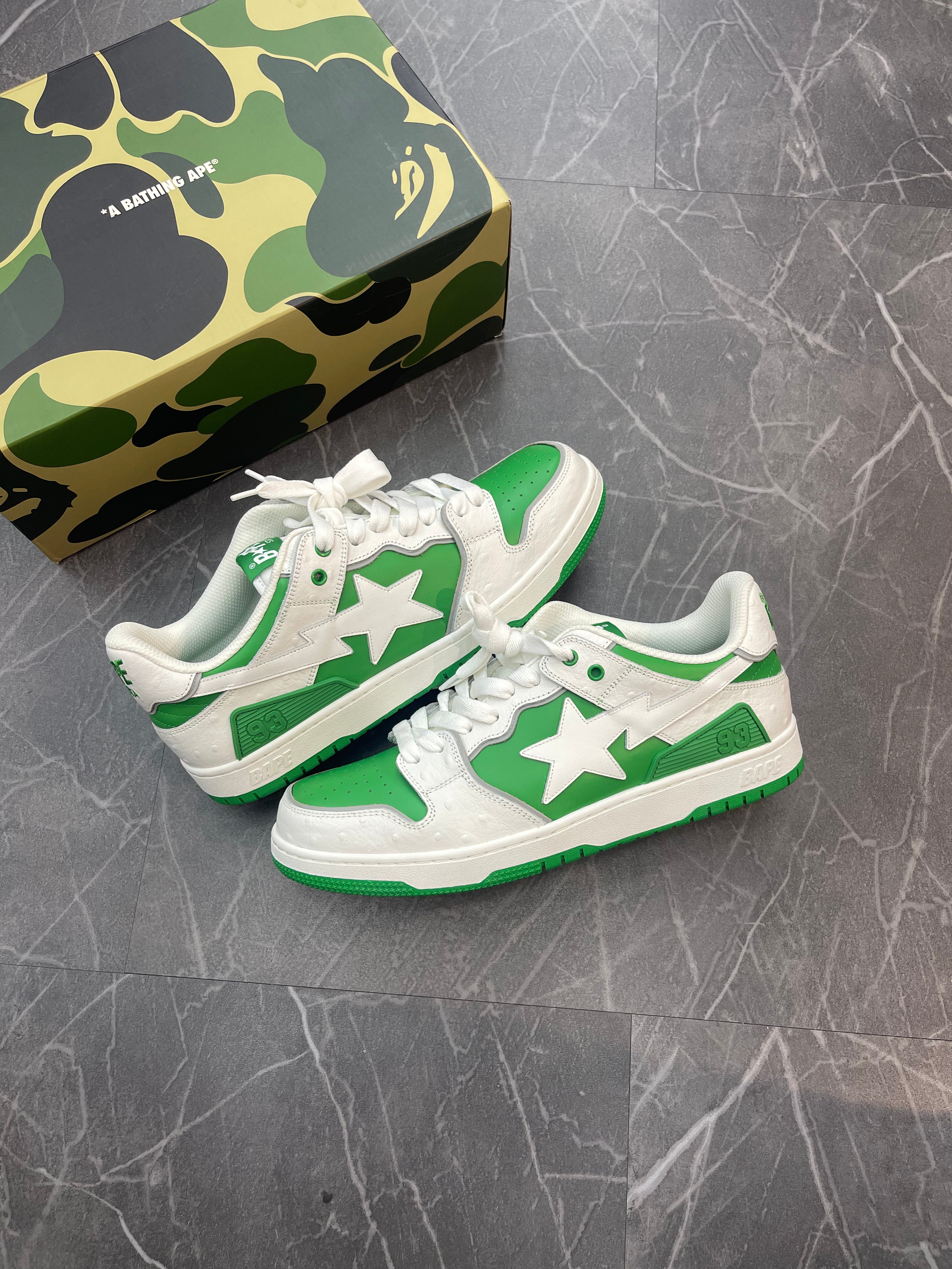 A Bathing Ape Sk8 Sta #1 Ostrich Pack White Green