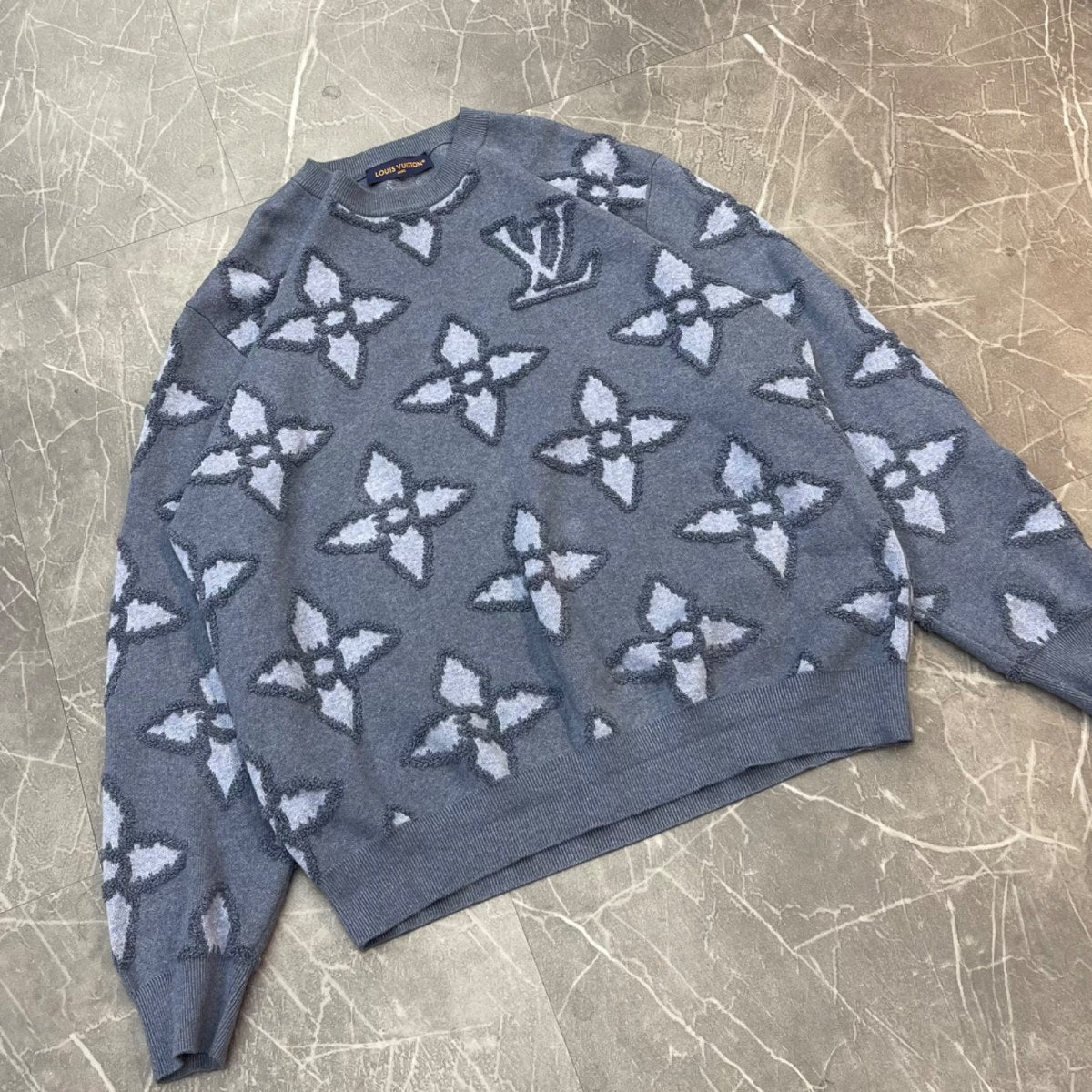 Louis Vuitton Textured Cotton Crewneck Indigo - Image 2