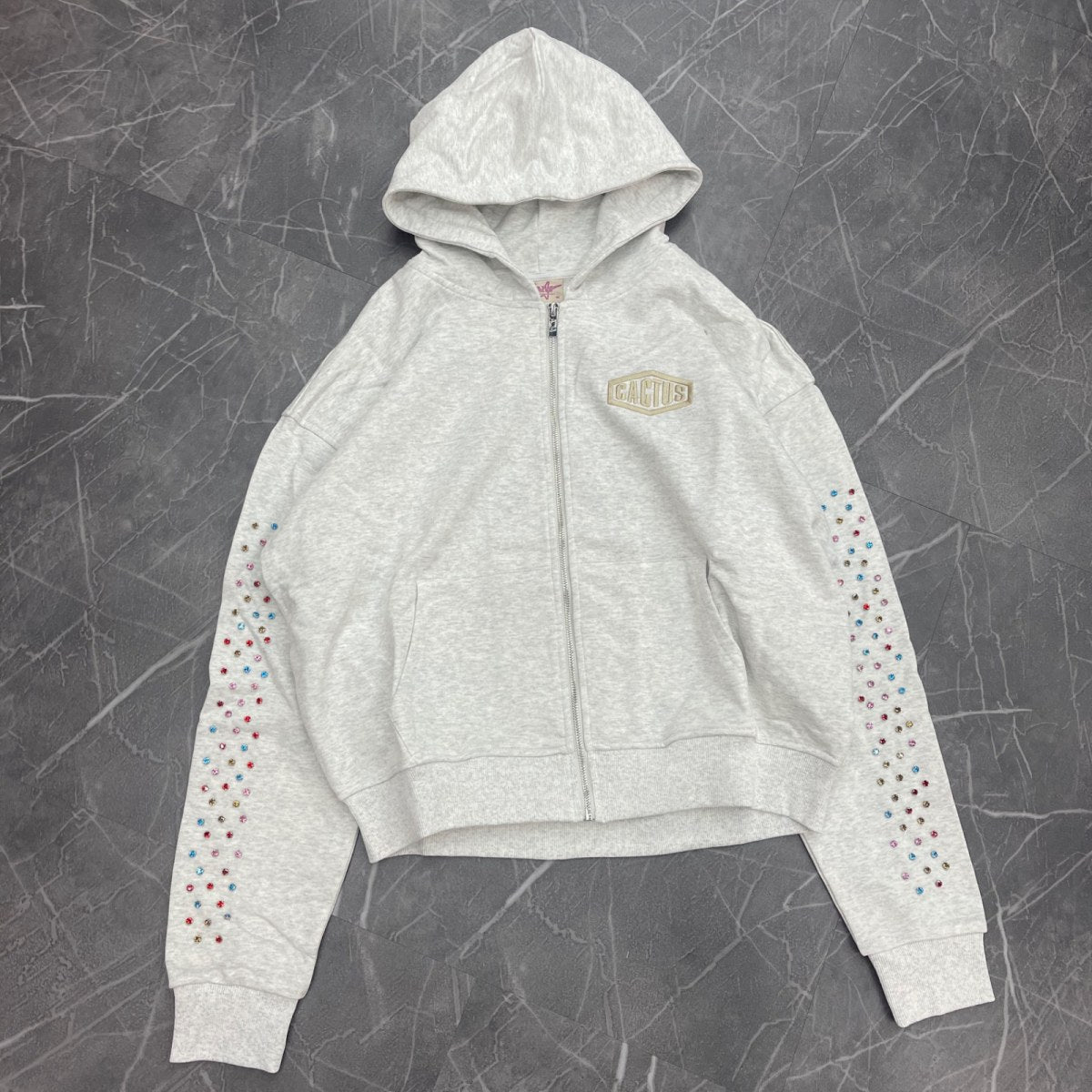 Cactus Valley Grey Crystal Zip Up
