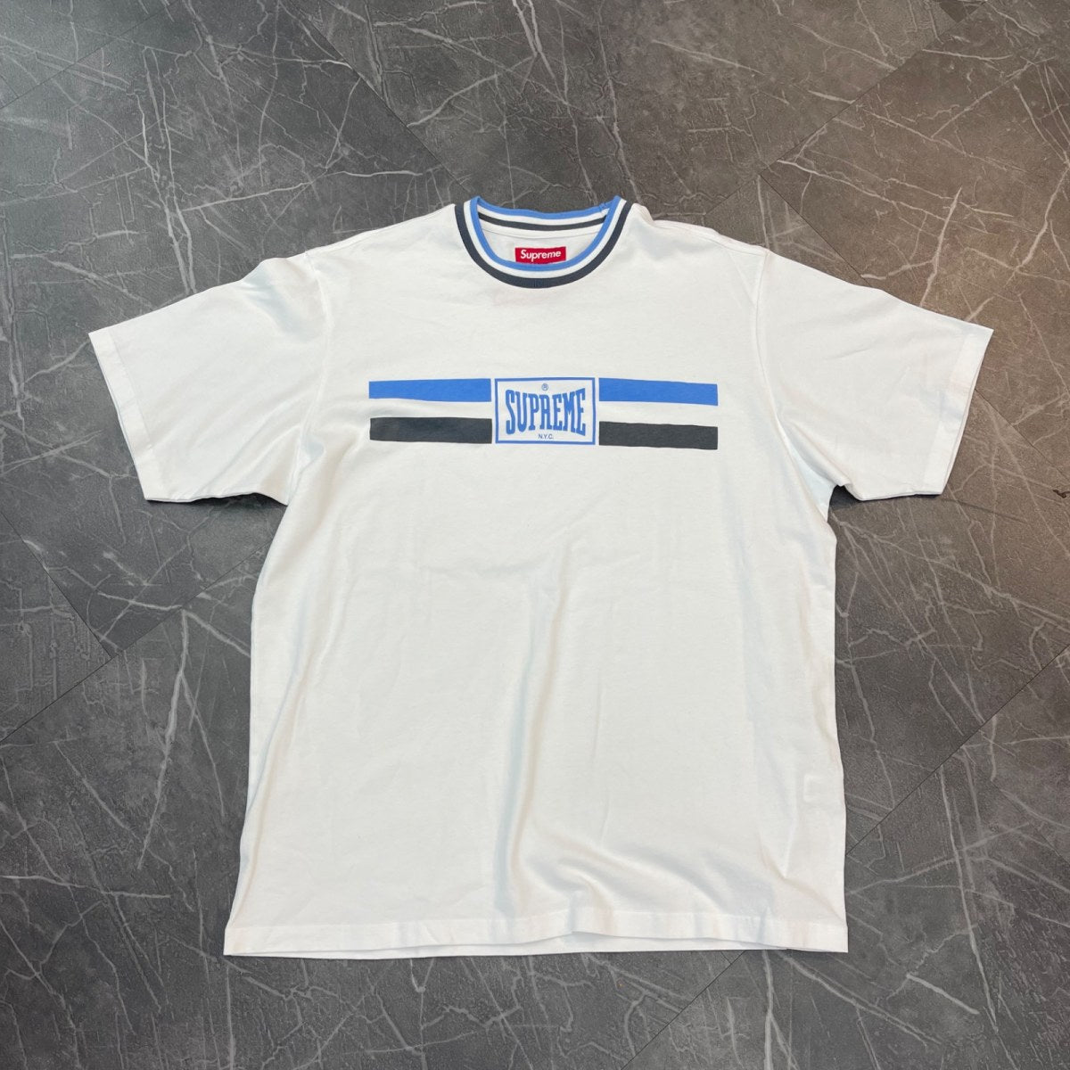 Supreme Warm Up Stripe S/S Top White - Image 1