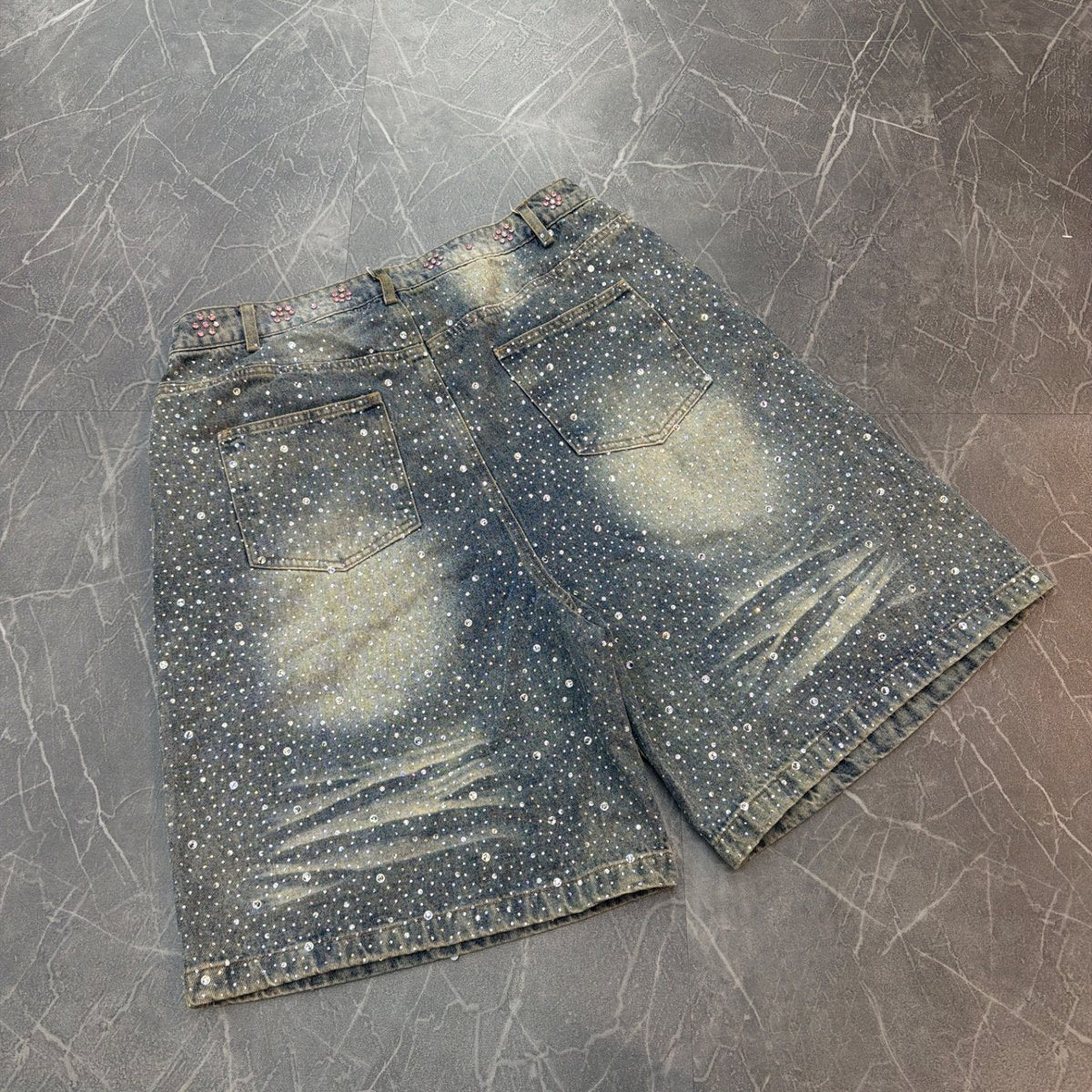 Vale Forever Iced Out Jorts 'Mid Blue' (Size 30) (Lightly Worn)