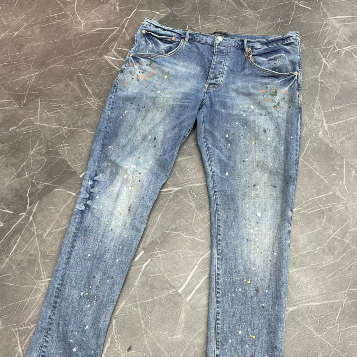 Purple Brand Multi Paint Splatter Jean Light Indigo - Image 2