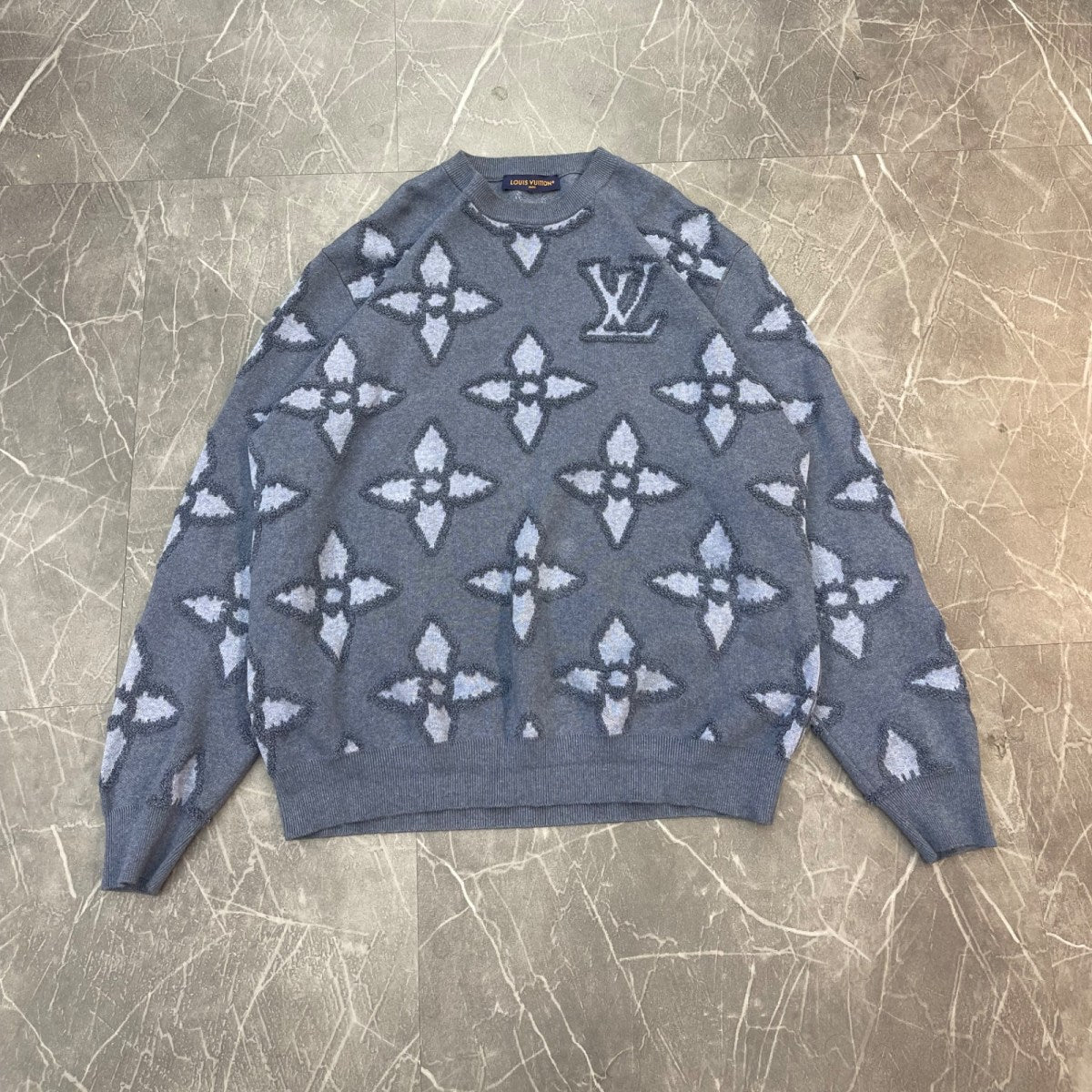 Louis Vuitton Textured Cotton Crewneck Indigo - Image 1