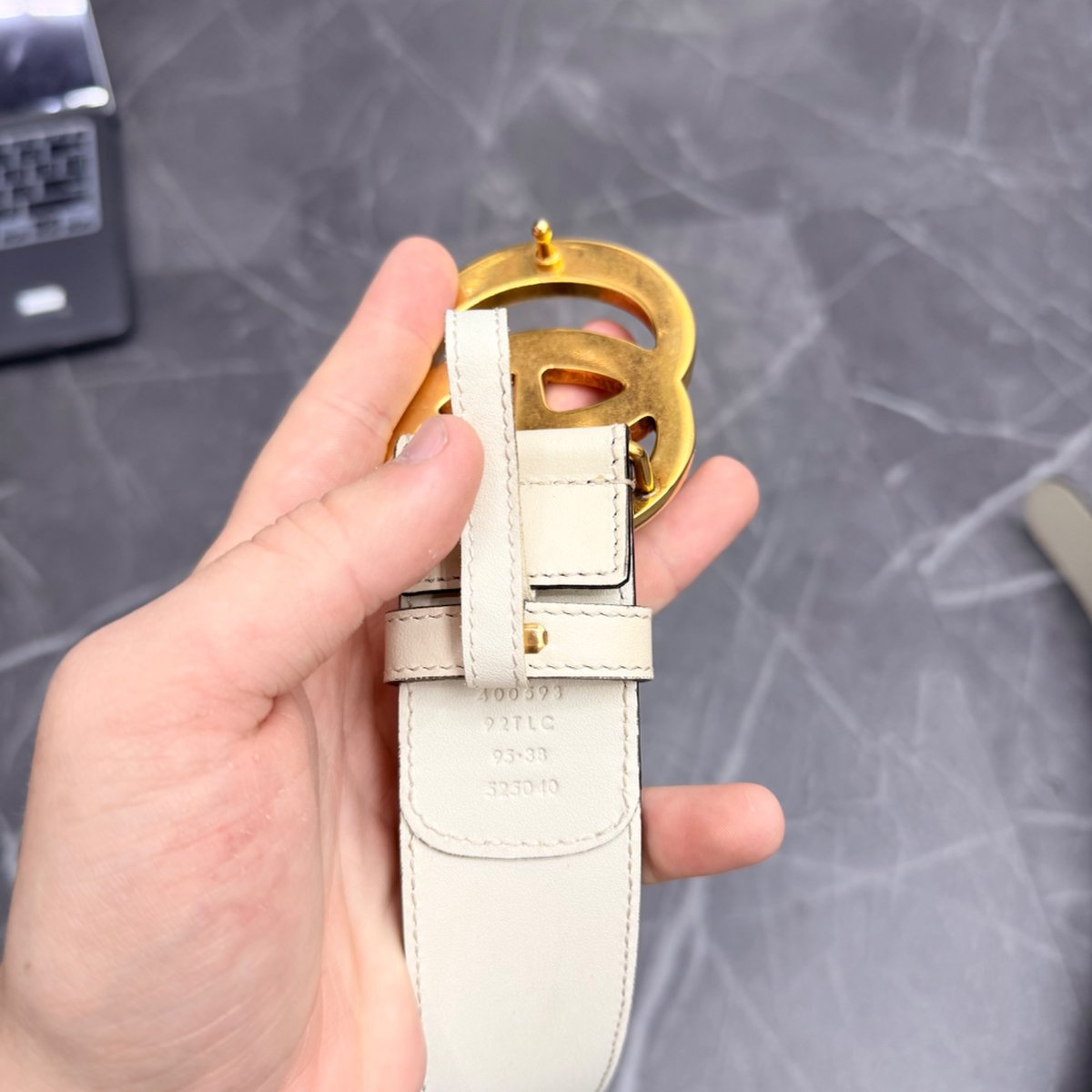 Gucci GG Belt Double G Buckle 1 Width Belt White (Size 95/38) (Lightly Worn)
