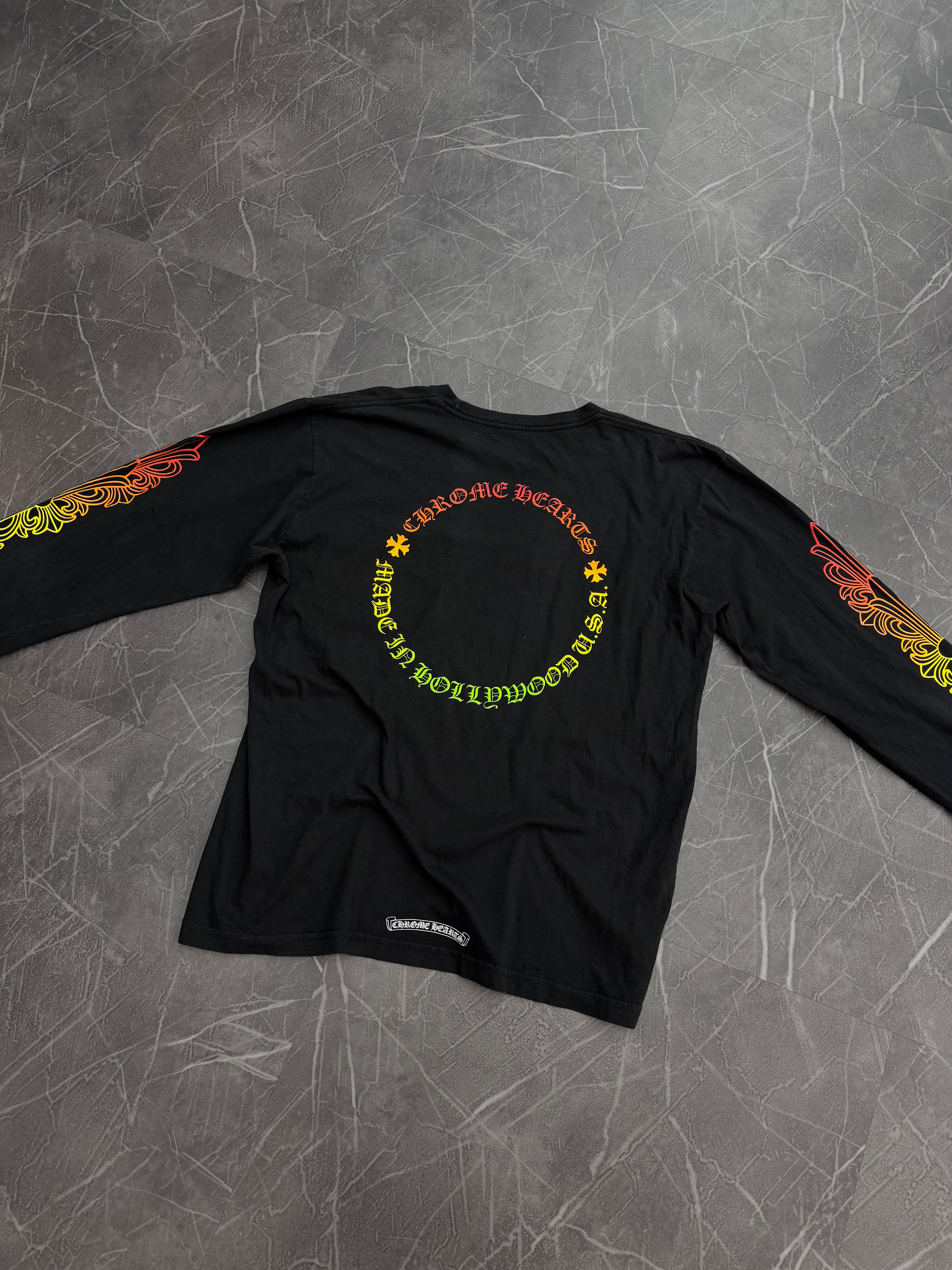 Chrome Hearts Floral Sleeve Gradient Long Sleeve Shirt Black