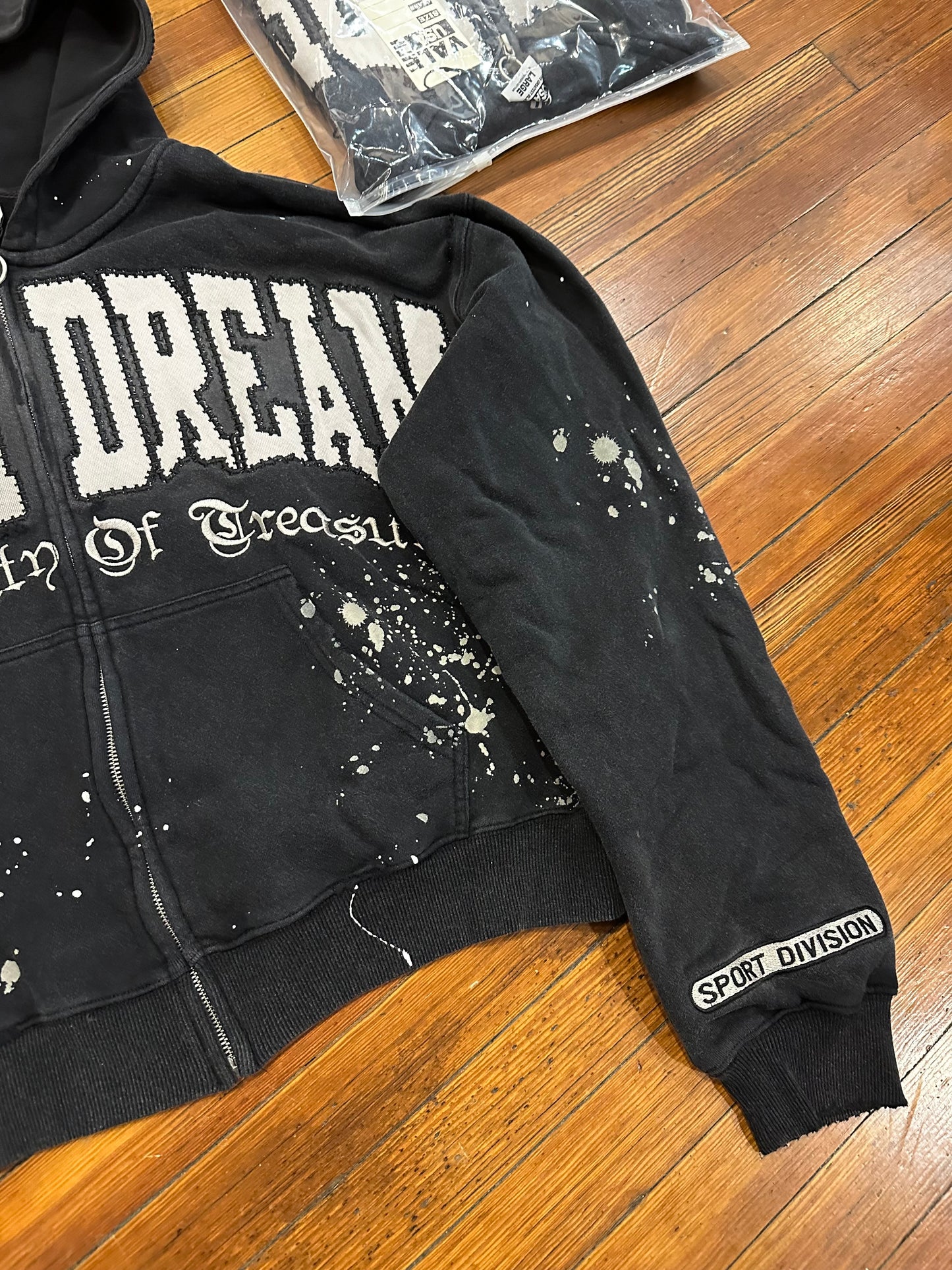 Vale Black Paint Zip Up Hoodie