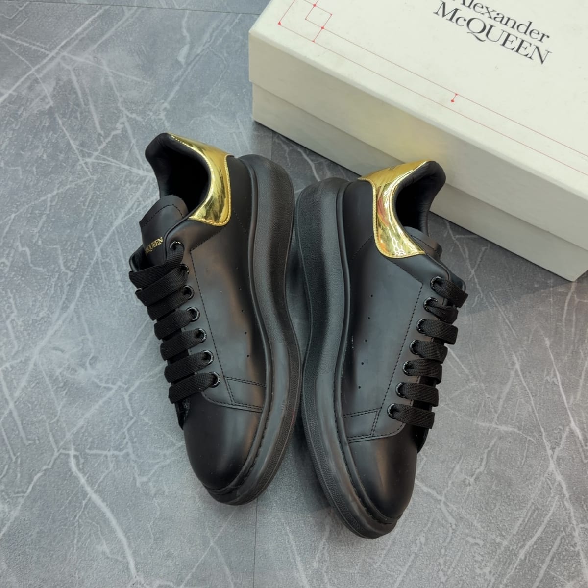 Alexander McQueen Oversized Black Gold Metallic (Size 43.5)